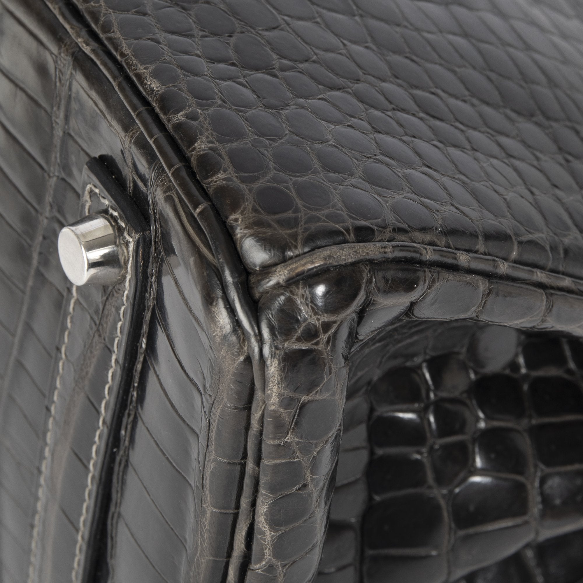 Hermes Shiny Graphite Porosus Crocodile Birkin 35