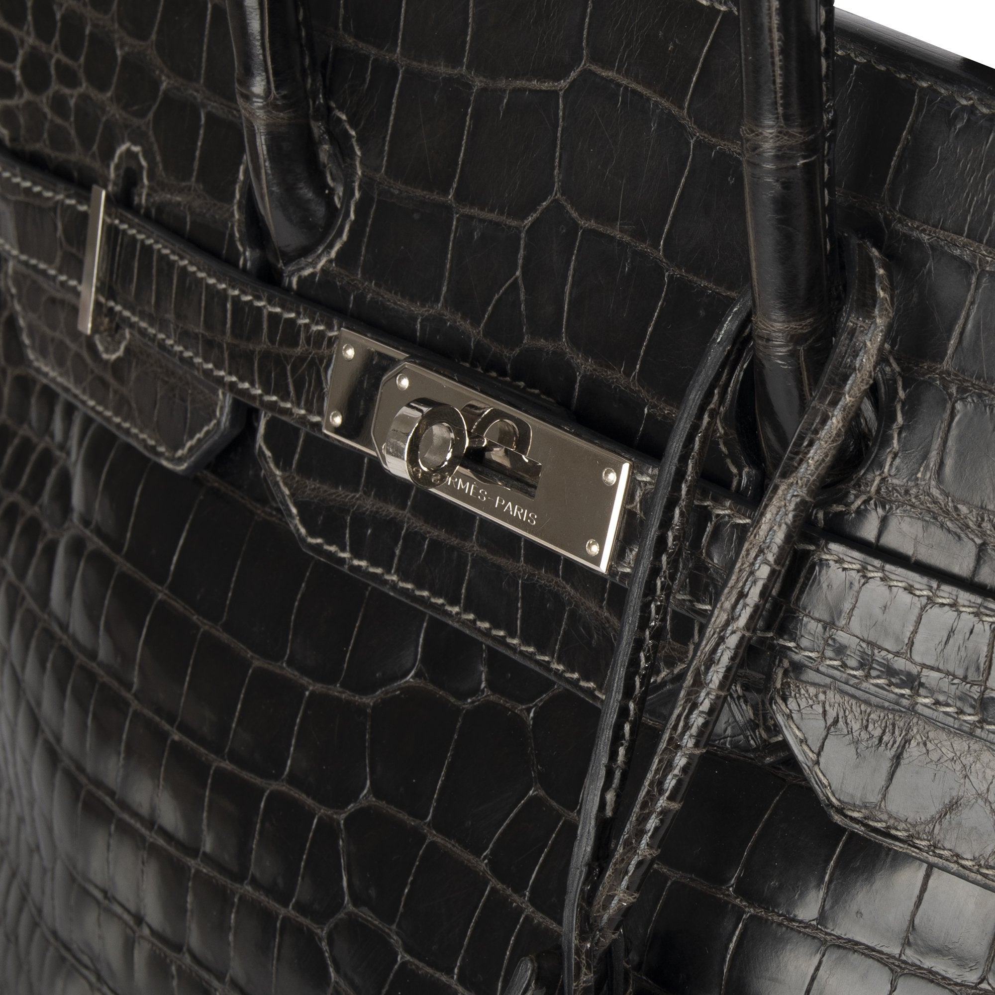 Hermes Shiny Graphite Porosus Crocodile Birkin 35