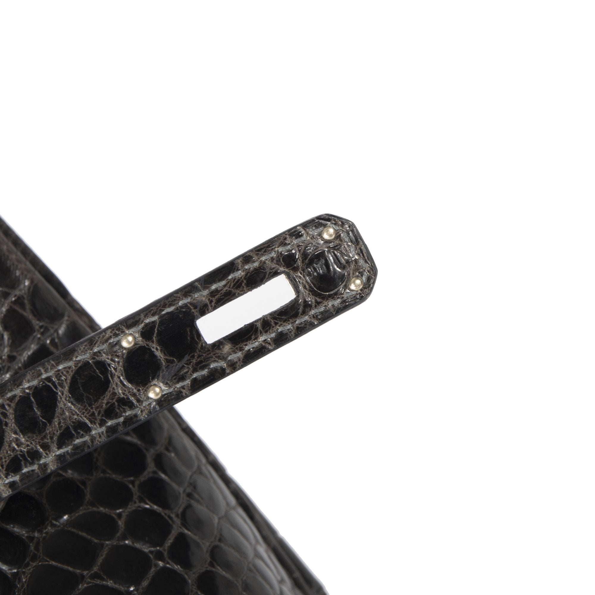 Hermes Shiny Graphite Porosus Crocodile Birkin 35