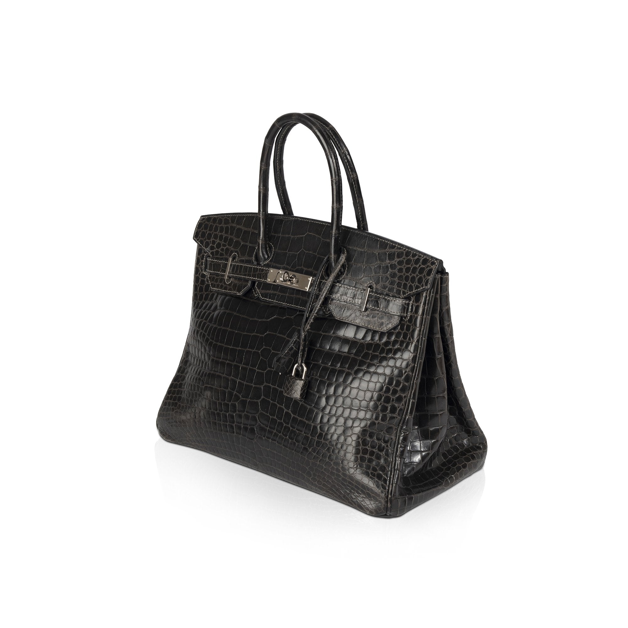 Hermes Shiny Graphite Porosus Crocodile Birkin 35
