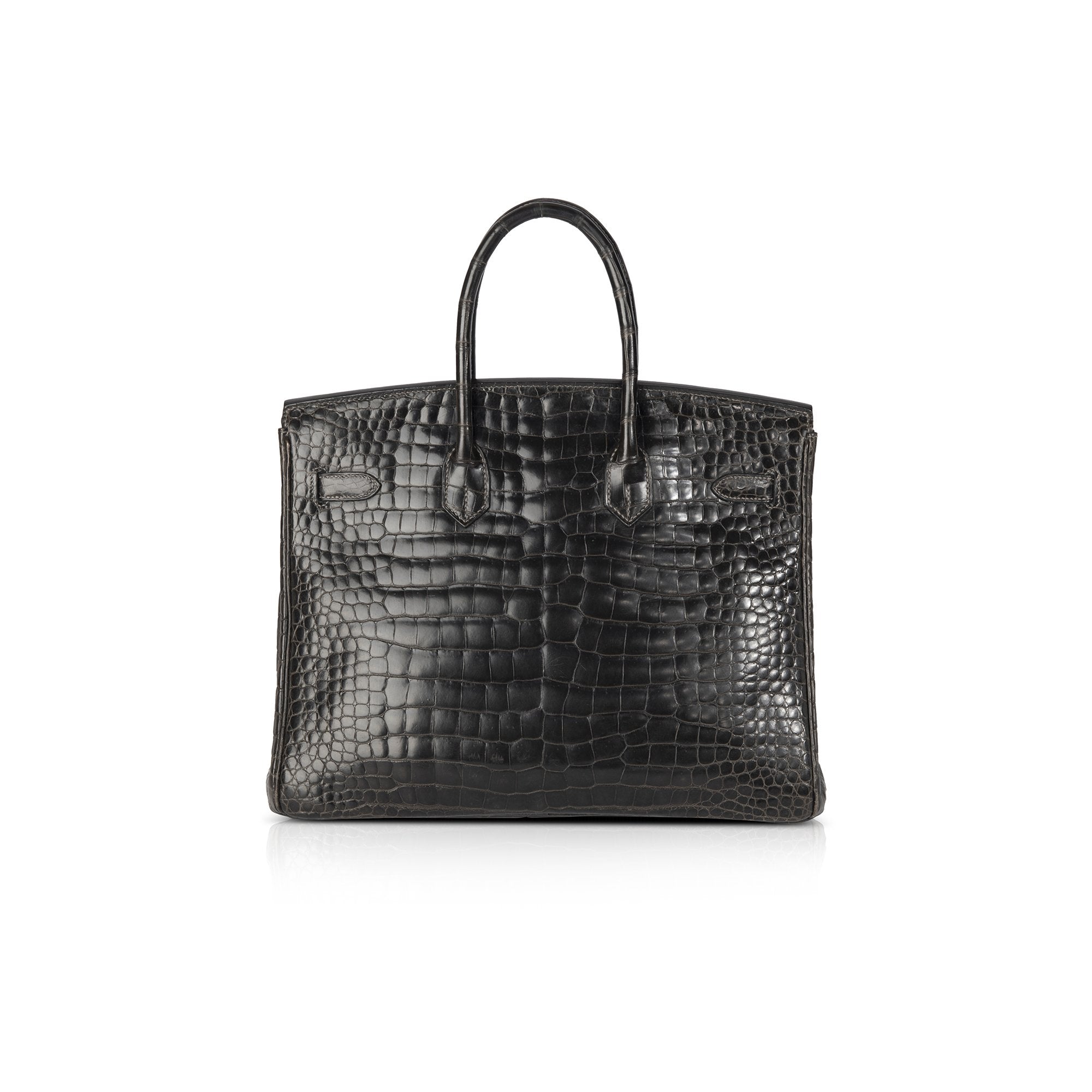 Hermes Shiny Graphite Porosus Crocodile Birkin 35