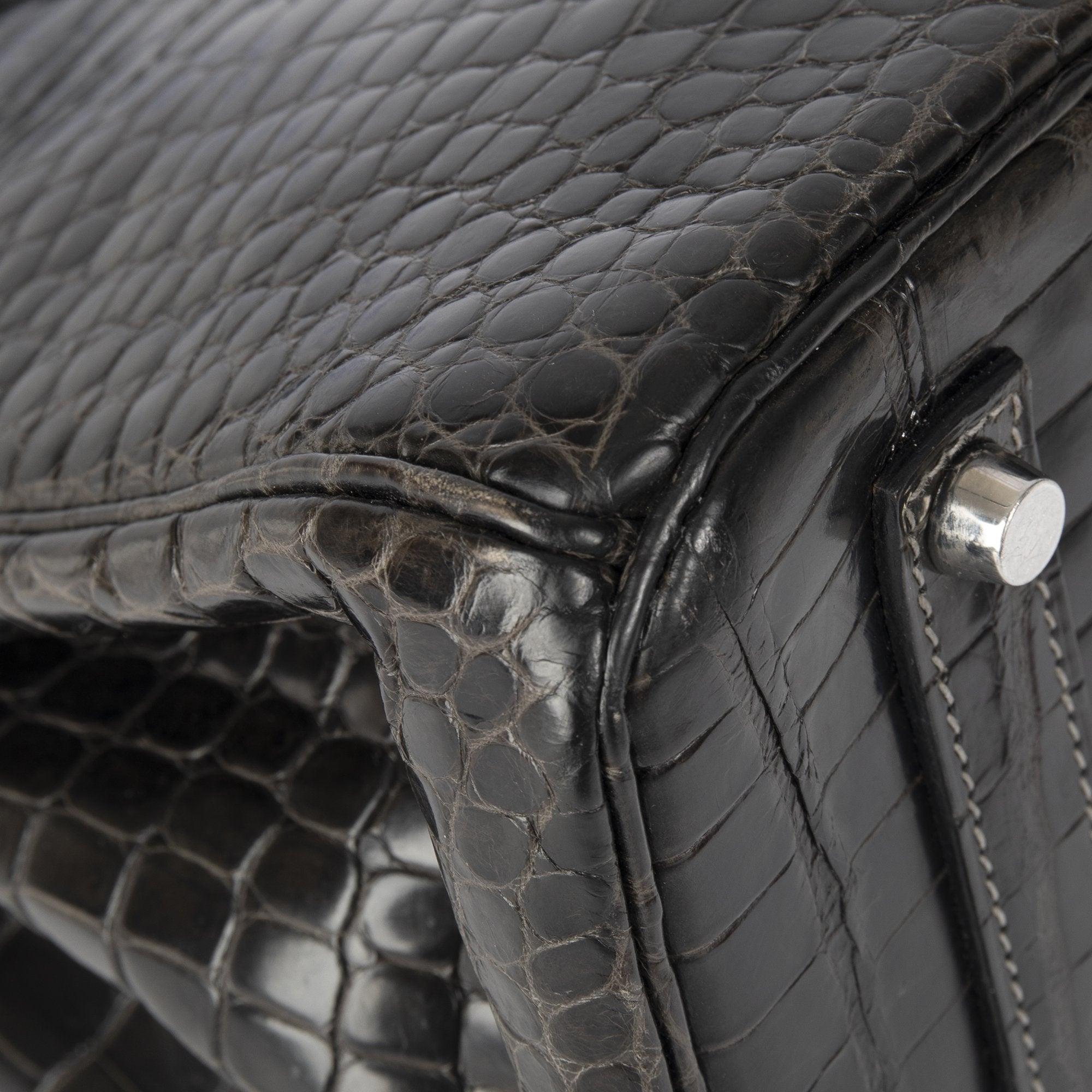 Hermes Shiny Graphite Porosus Crocodile Birkin 35