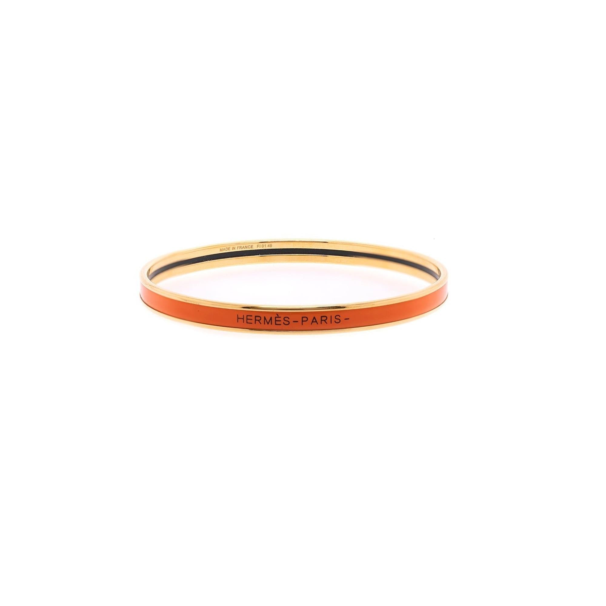 Hermes Uni Narrow Enamel Bangle w/ Box