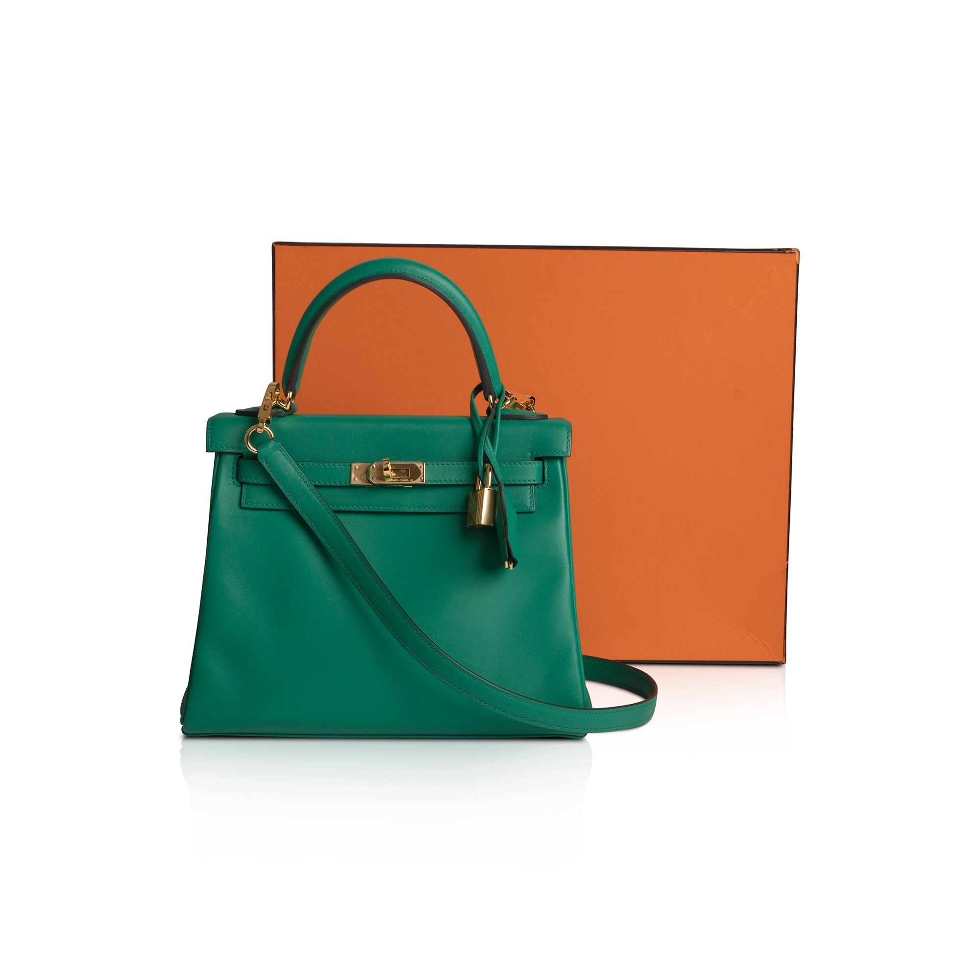 Hermes Vert Vertigo Swift Kelly II Retourne 25 w/ Box & Receipt
