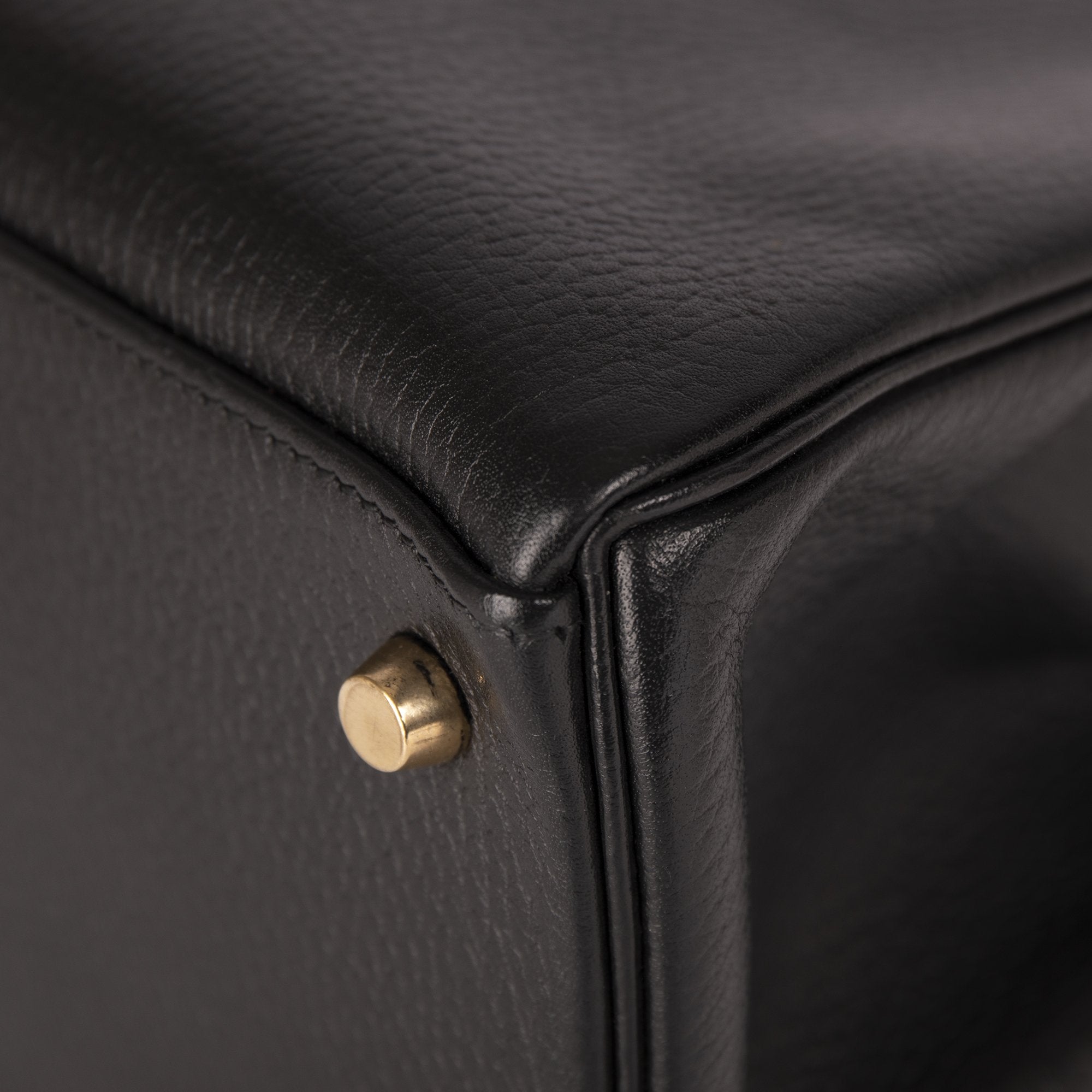 Hermes Vintage Black Clemence Kelly Retourne 35