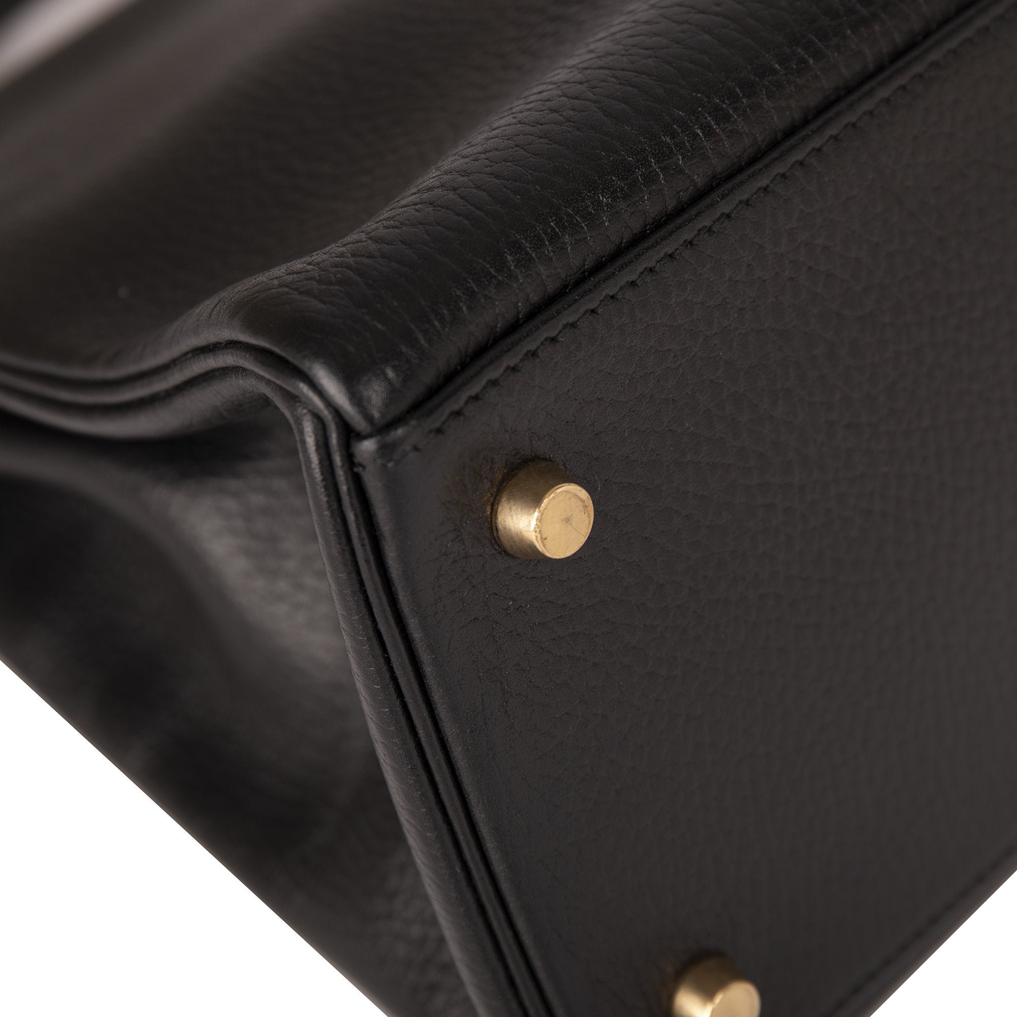 Hermes Vintage Black Clemence Kelly Retourne 35