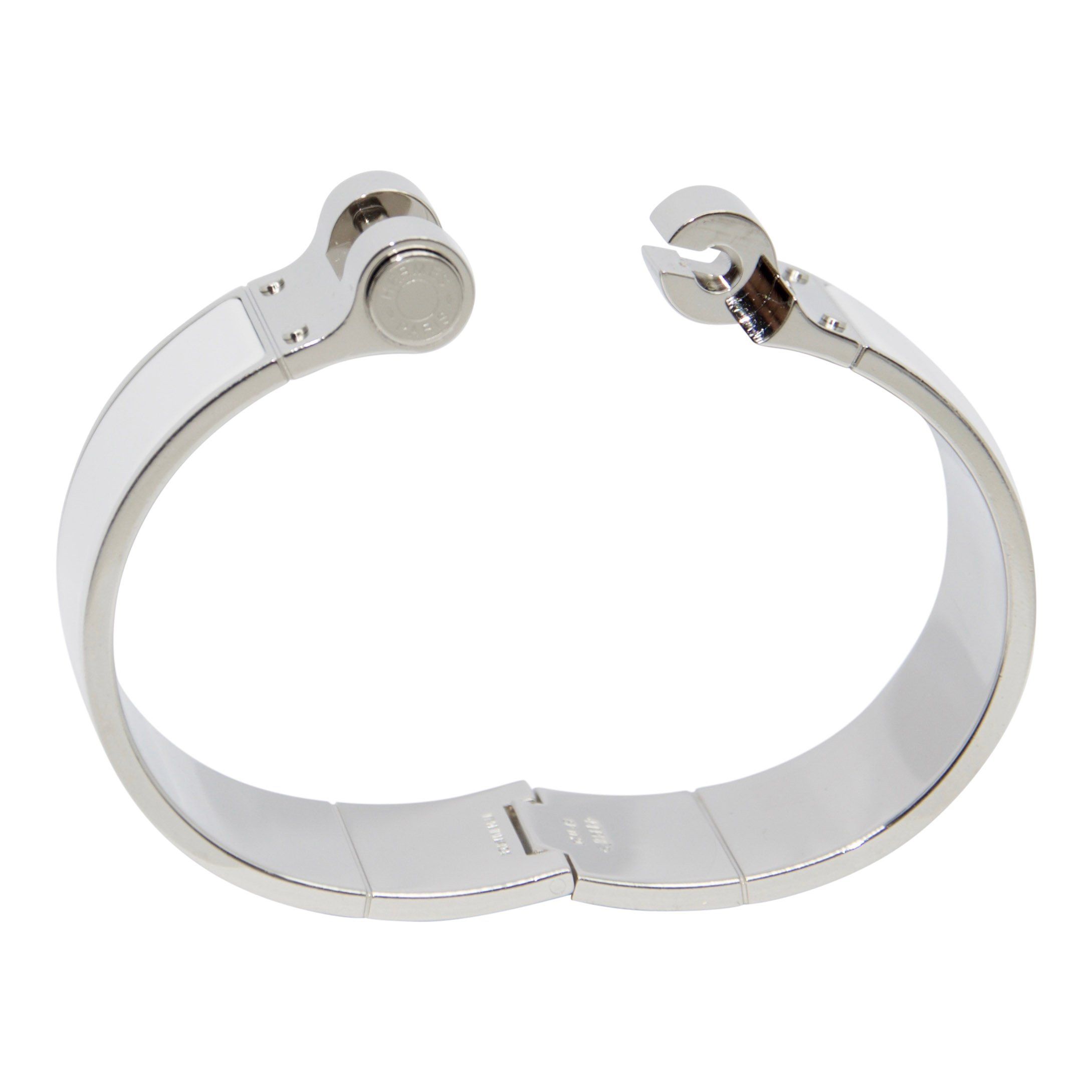 Hermes White Enamel Hinged Bracelet