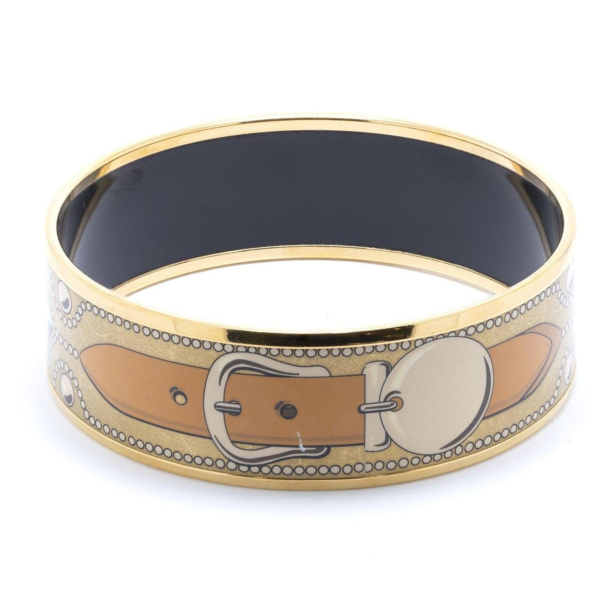 Hermes Wide Enamel Bangle Bracelet