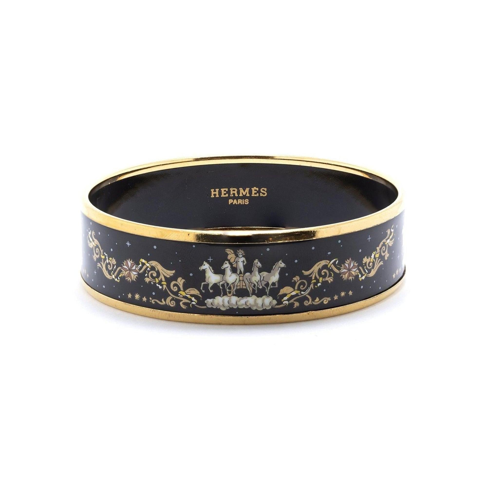 Hermes Wide Enamel Bangle Bracelet