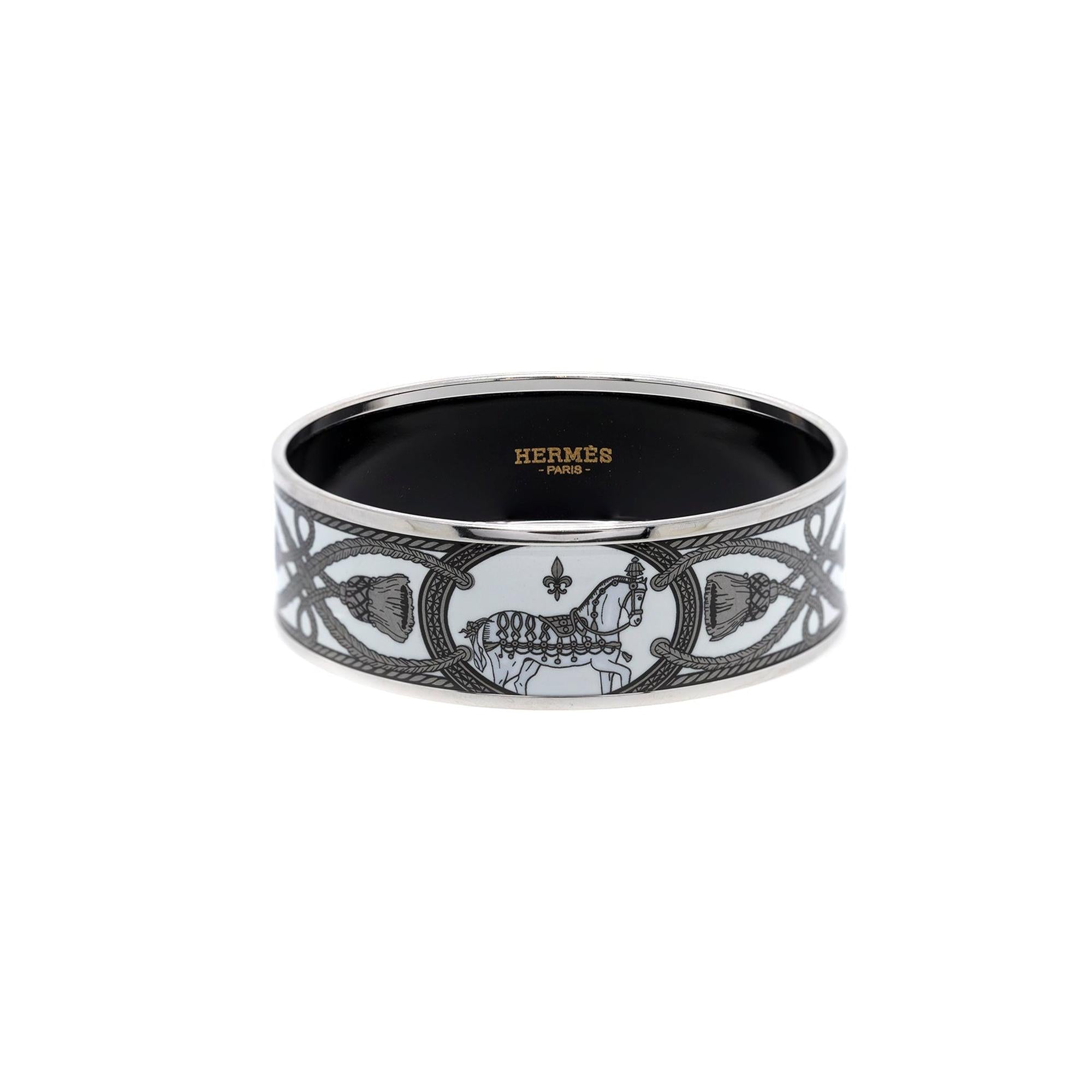 Hermes Wide Enamel Bangle Bracelet
