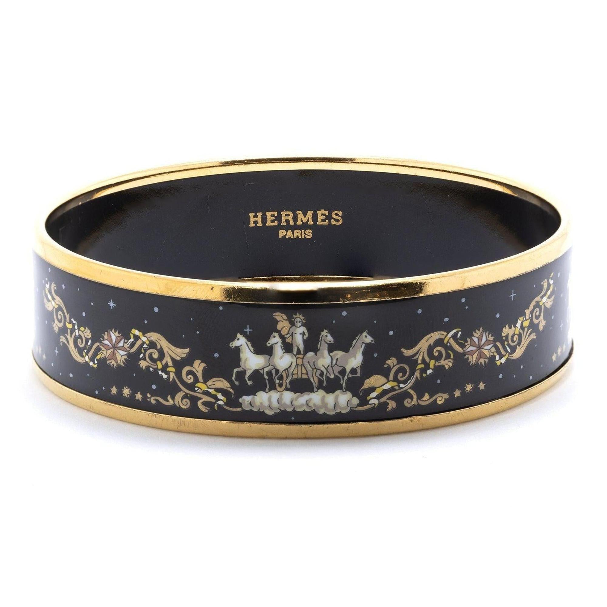 Hermes Wide Enamel Bangle Bracelet