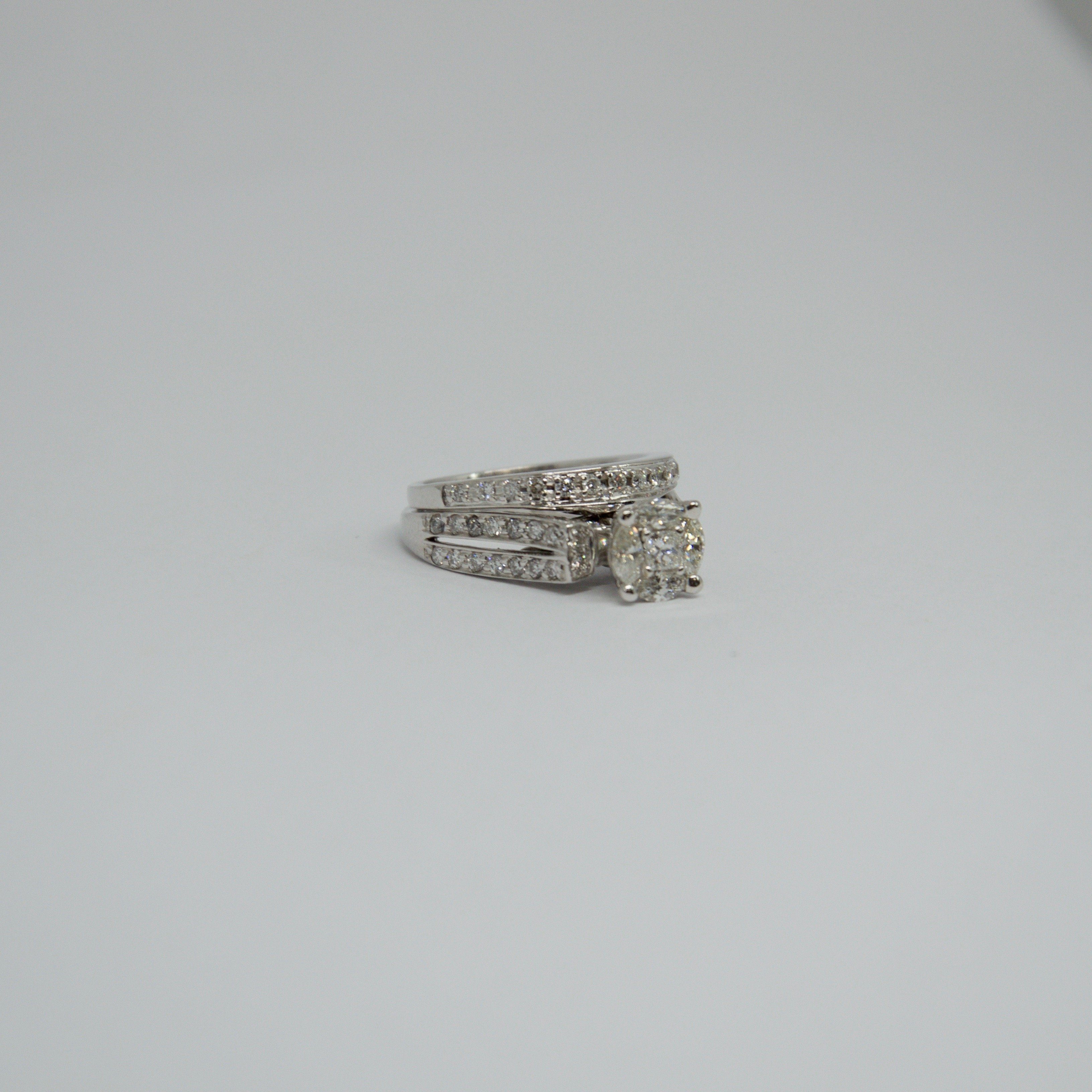 Invisible Set Diamond Ring and Matching Band