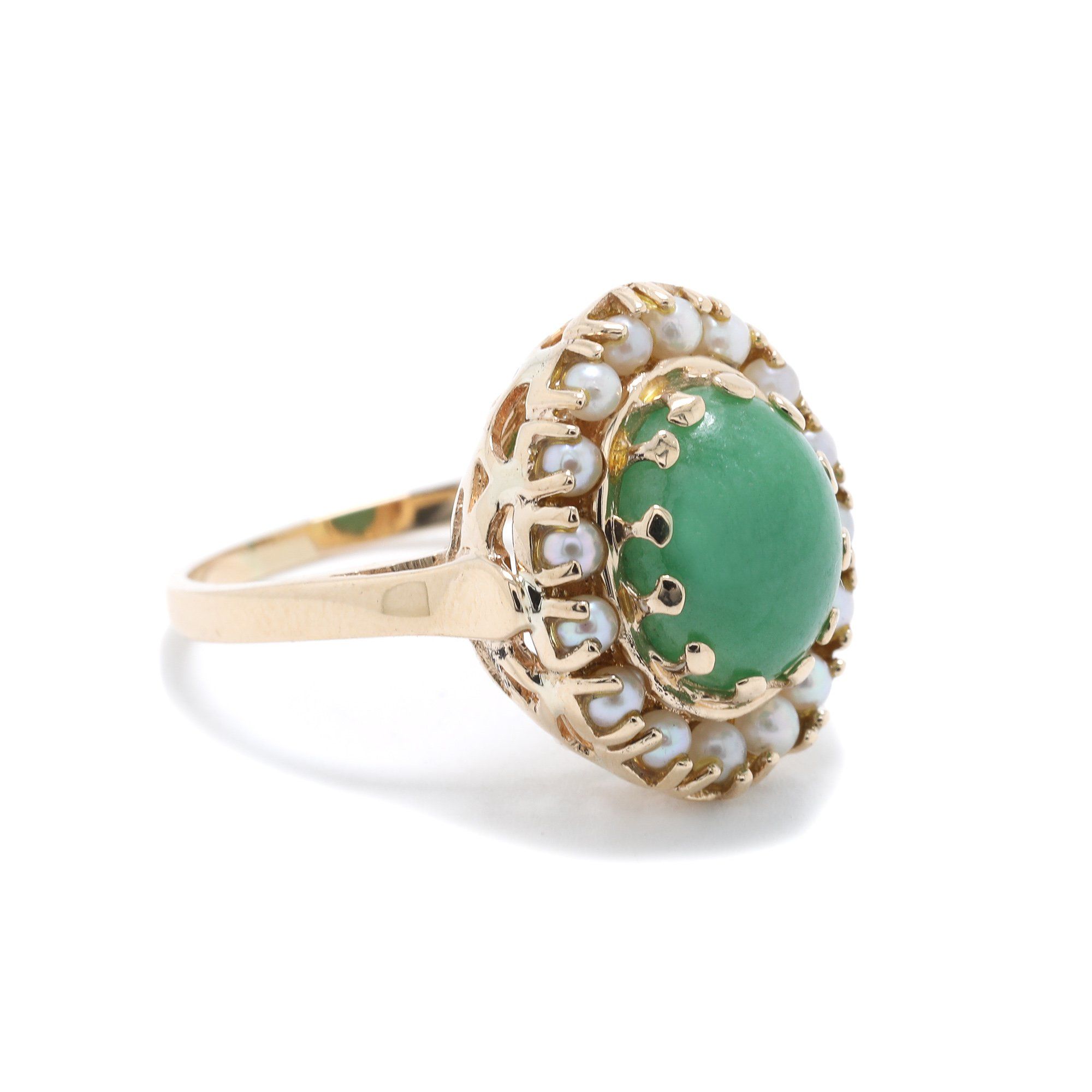 Jade & Seed Pearl Ring
