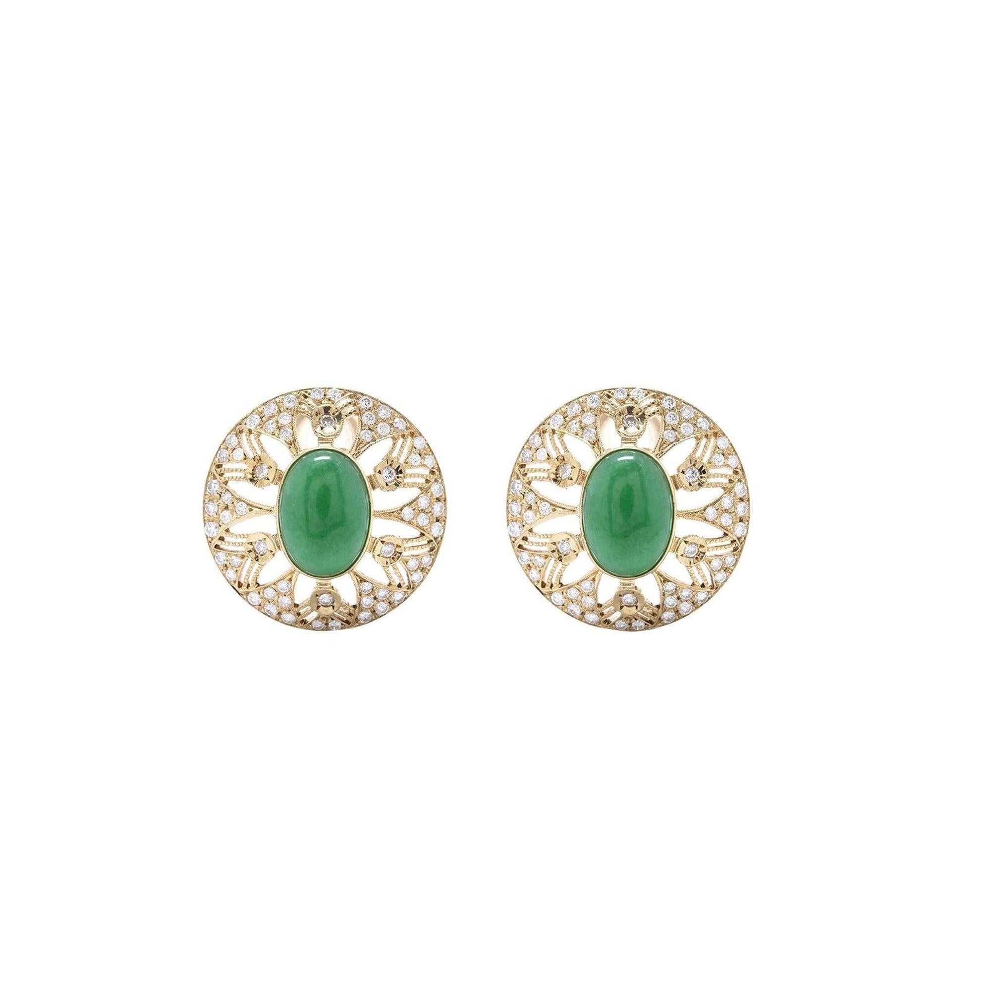 Jade and Diamond Earrings