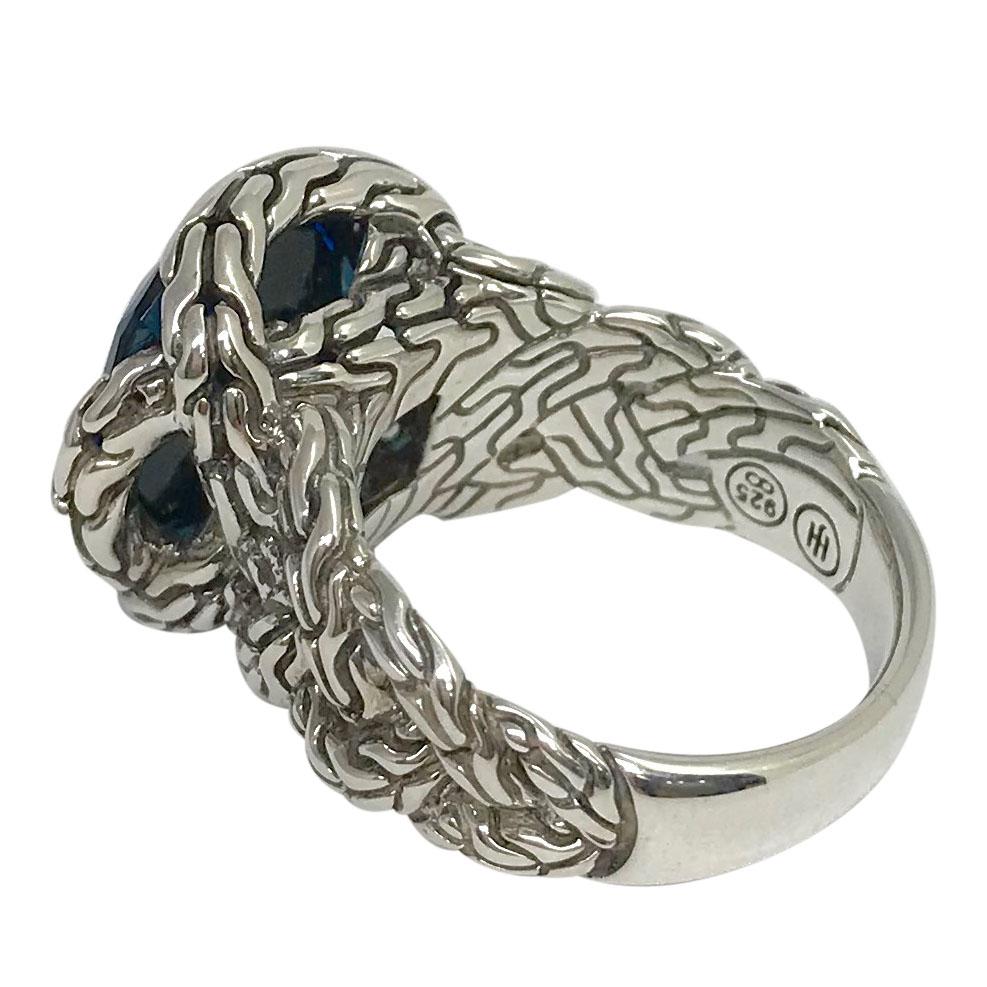 John Hardy Classic Chain Braided Ring with London Blue Topaz