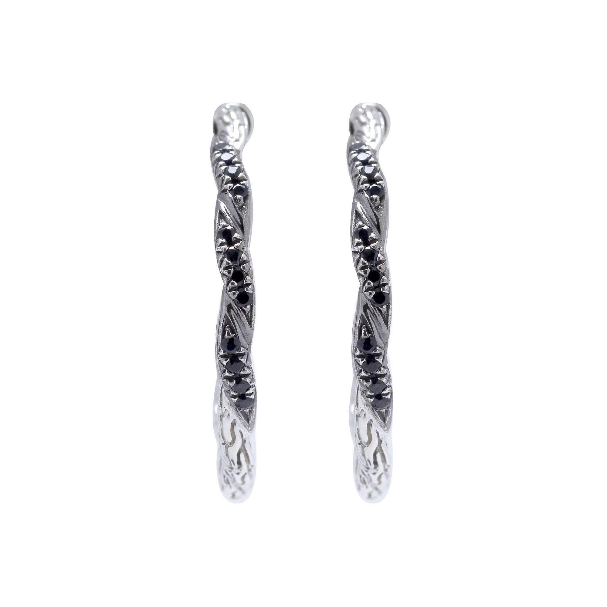 John Hardy Classic Chain Hoop Earrings with Black Sapphires