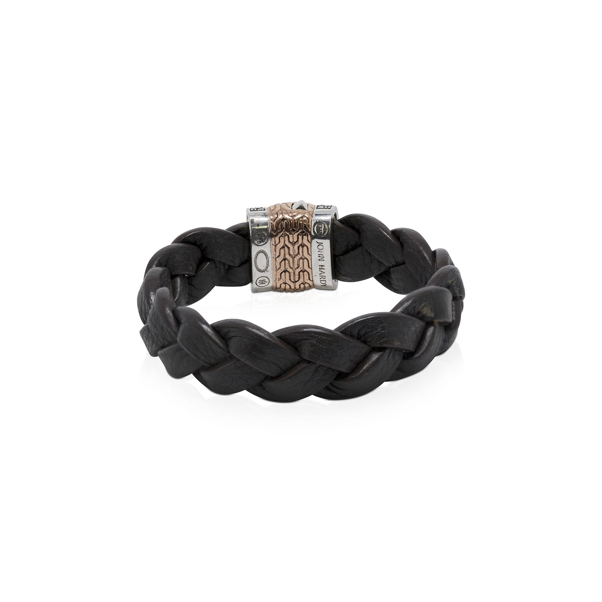 John Hardy Classic Chain Lava Station Leather Bracelet with Diamonds