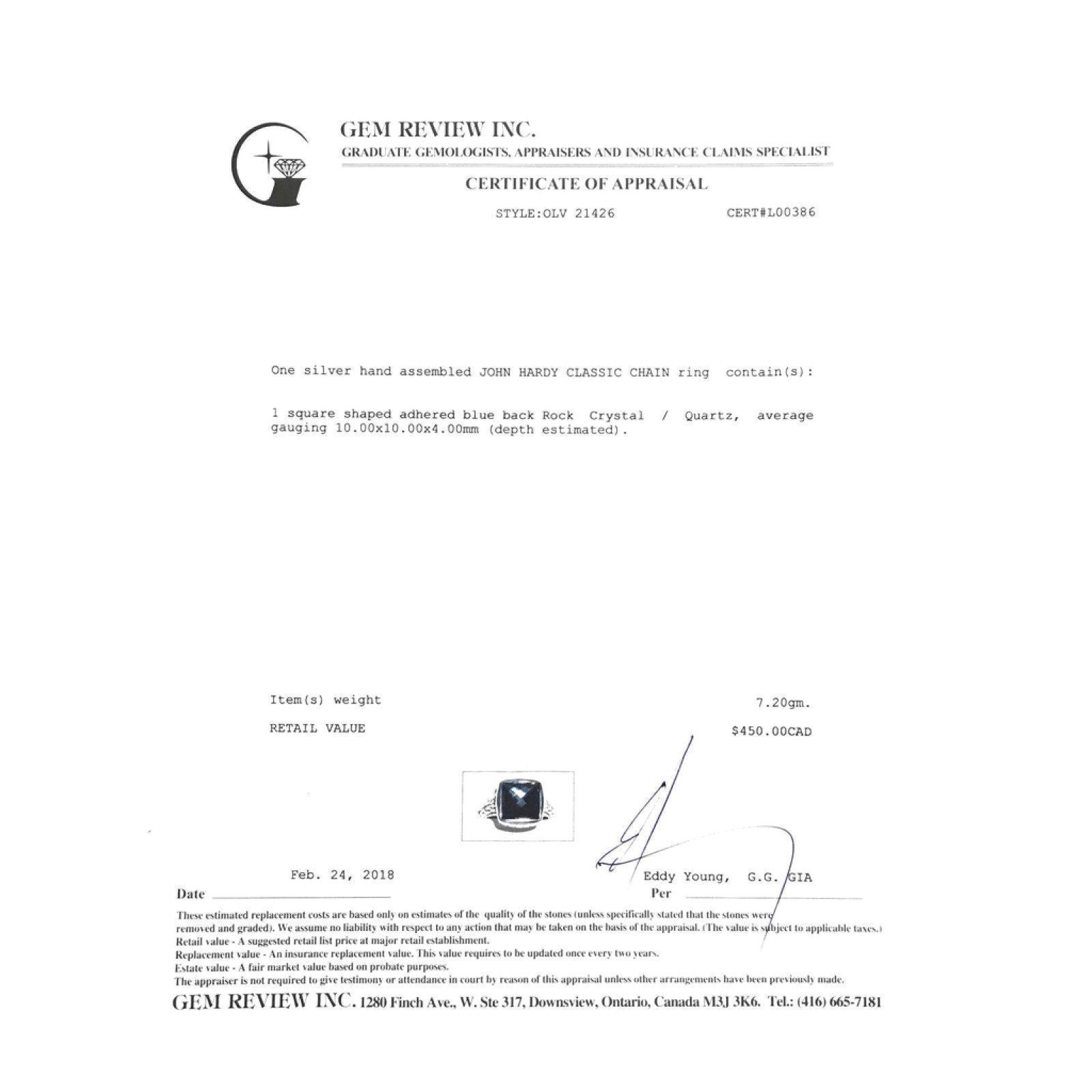 John Hardy Classic Chain Ring Set with Crystal in Sterling Silver