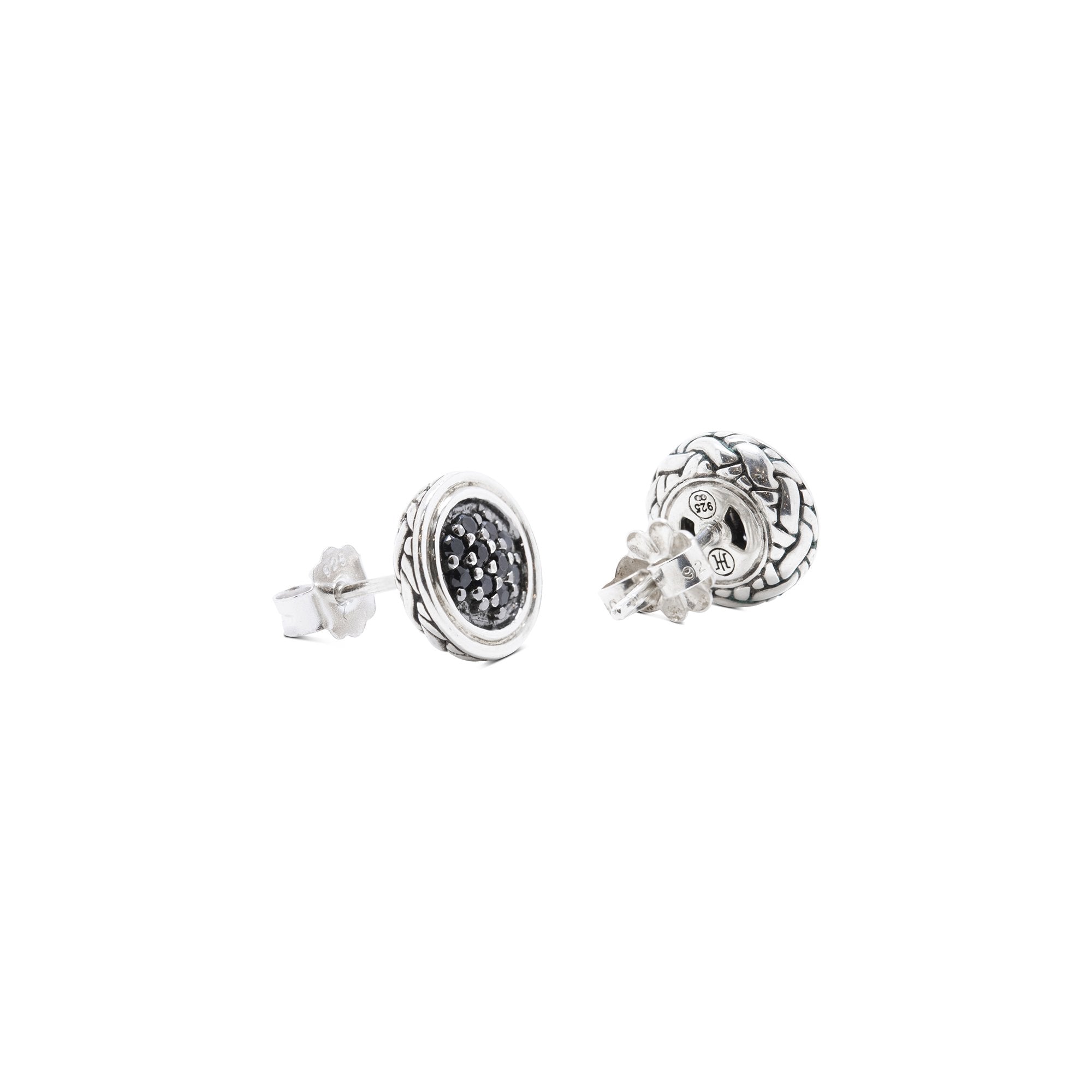 John Hardy Classic Chain Stud Earrings w/ Black Sapphire