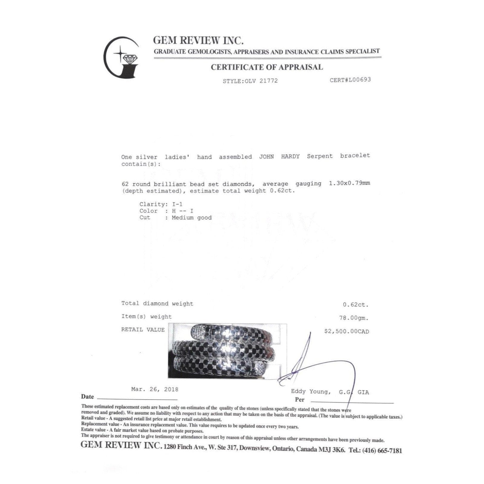 John Hardy Dot Diamond Double Coil Bracelet