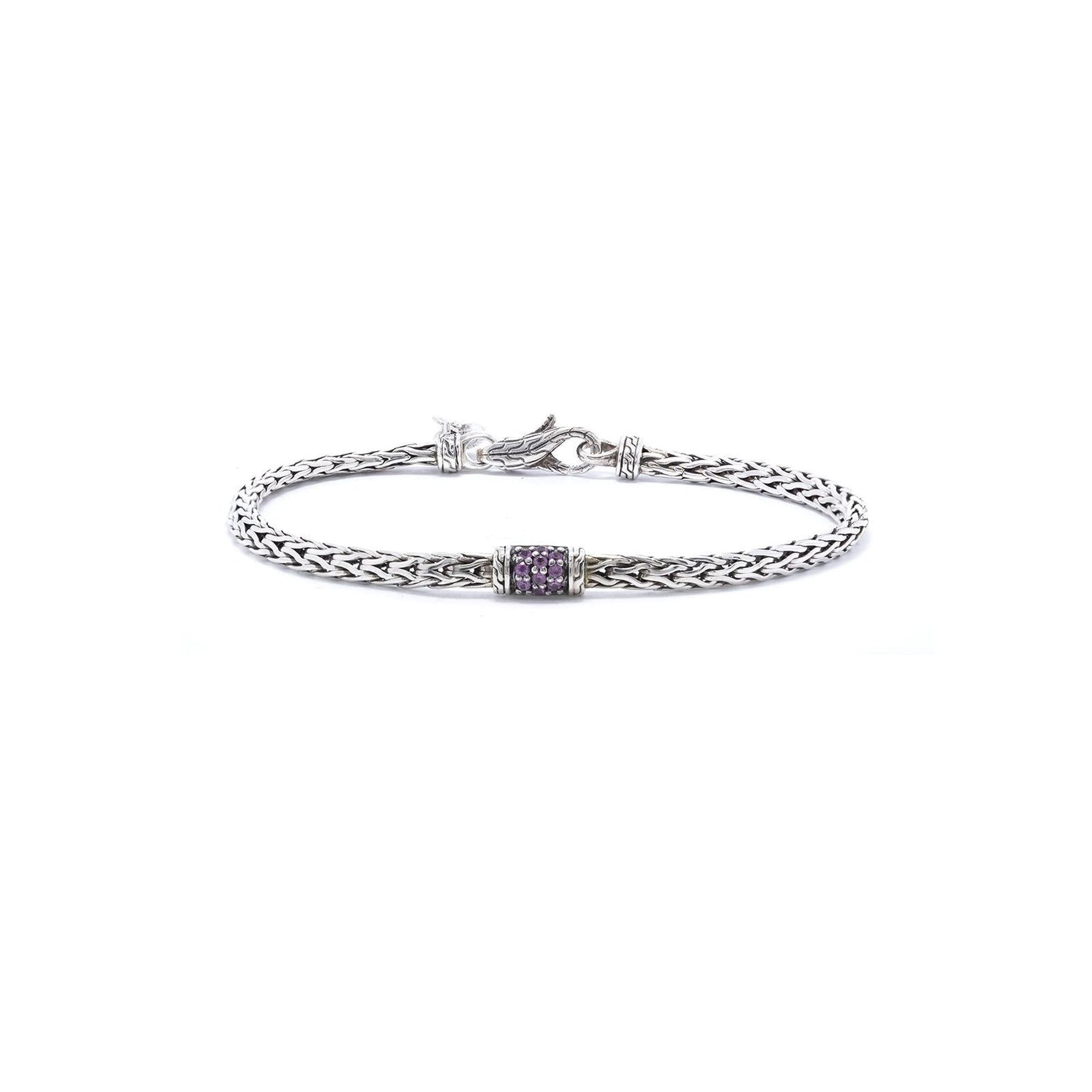 John Hardy Pink Sapphire 40th Anniversary Classic Chain Lava Slim Bracelet