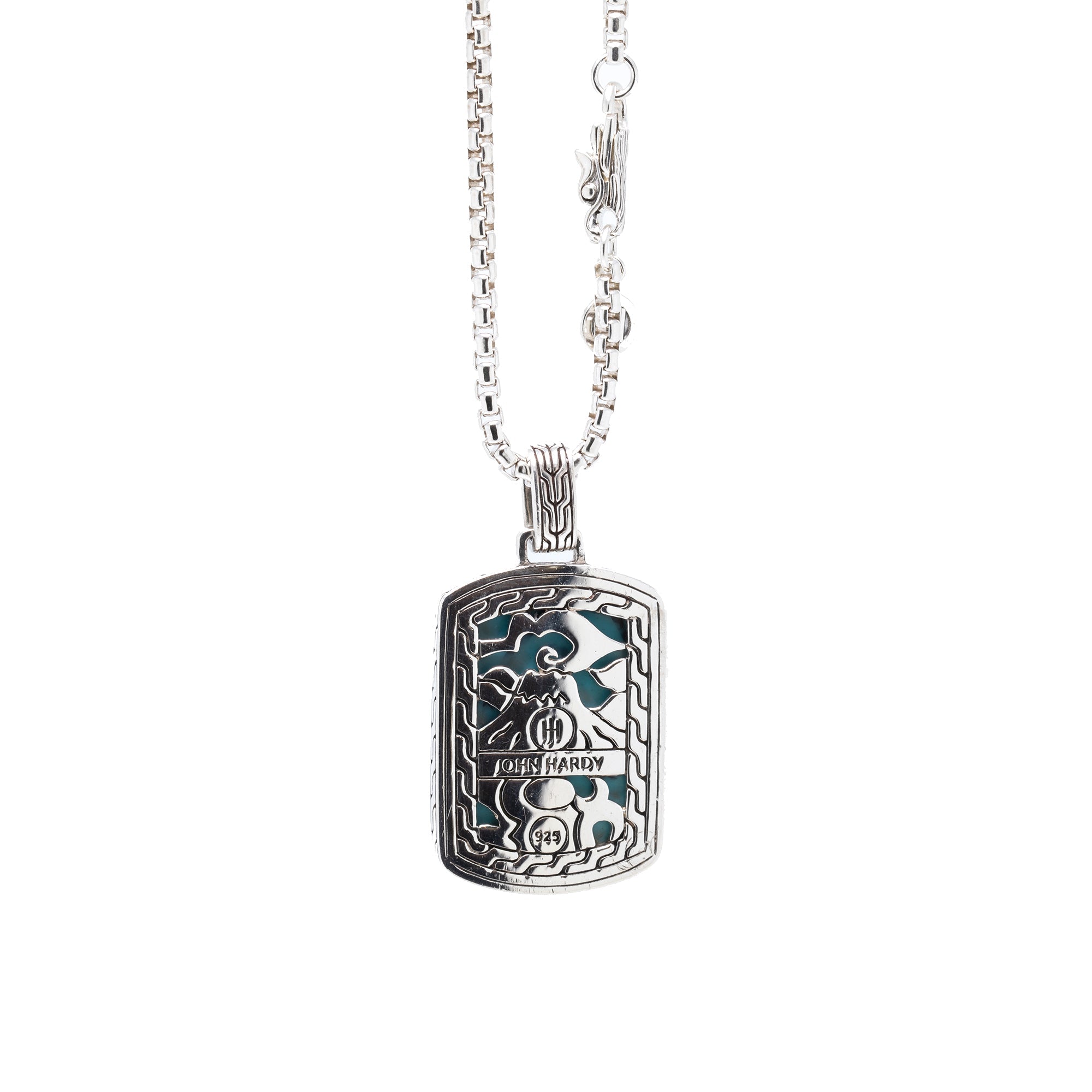 John Hardy Turquoise Dog Tag Pendant Necklace
