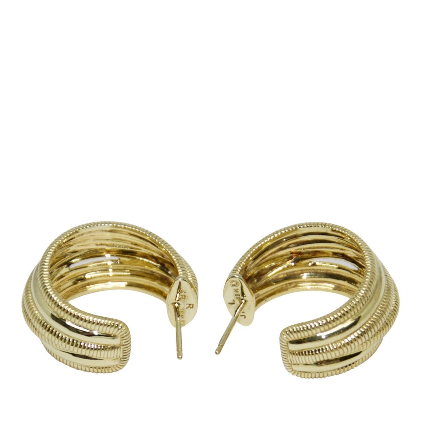 Judith Ripka 18k Gold Mercer Crossover Hoop Earrings
