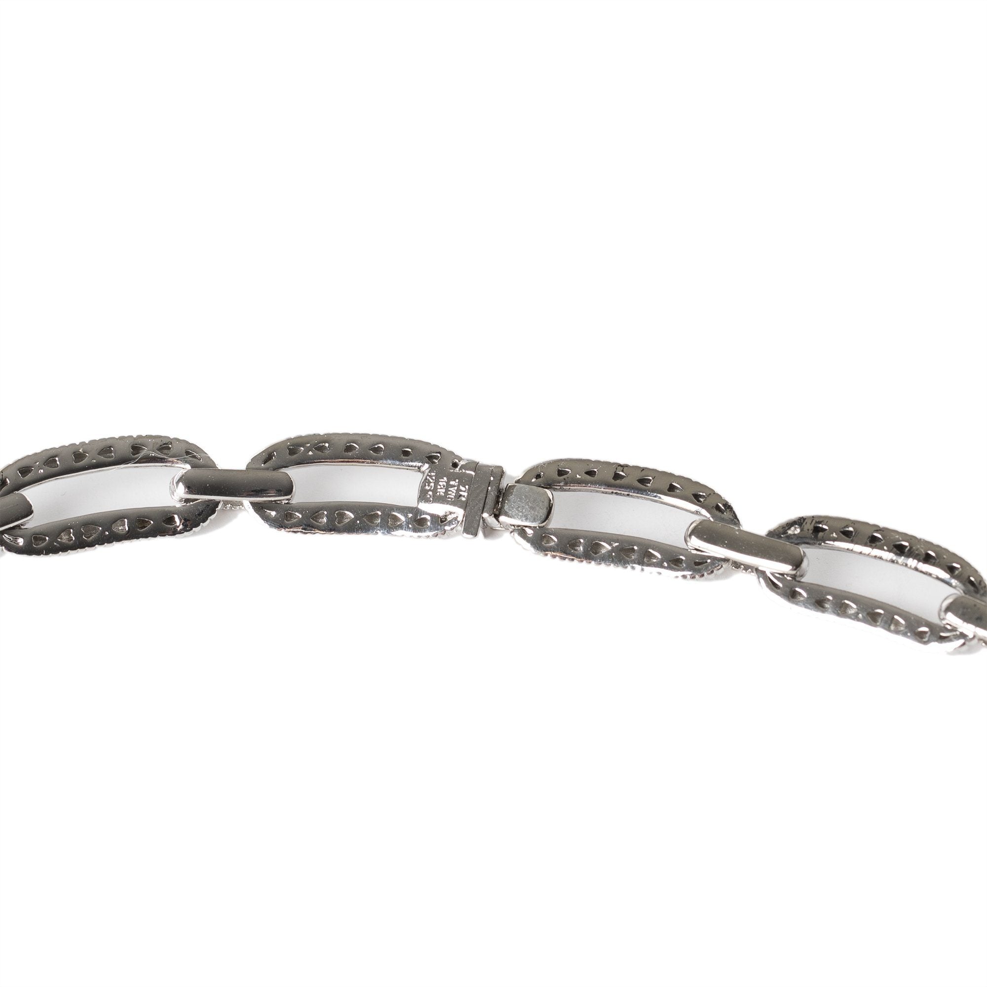 Judith Ripka Diamond Textured Oval Link Necklace