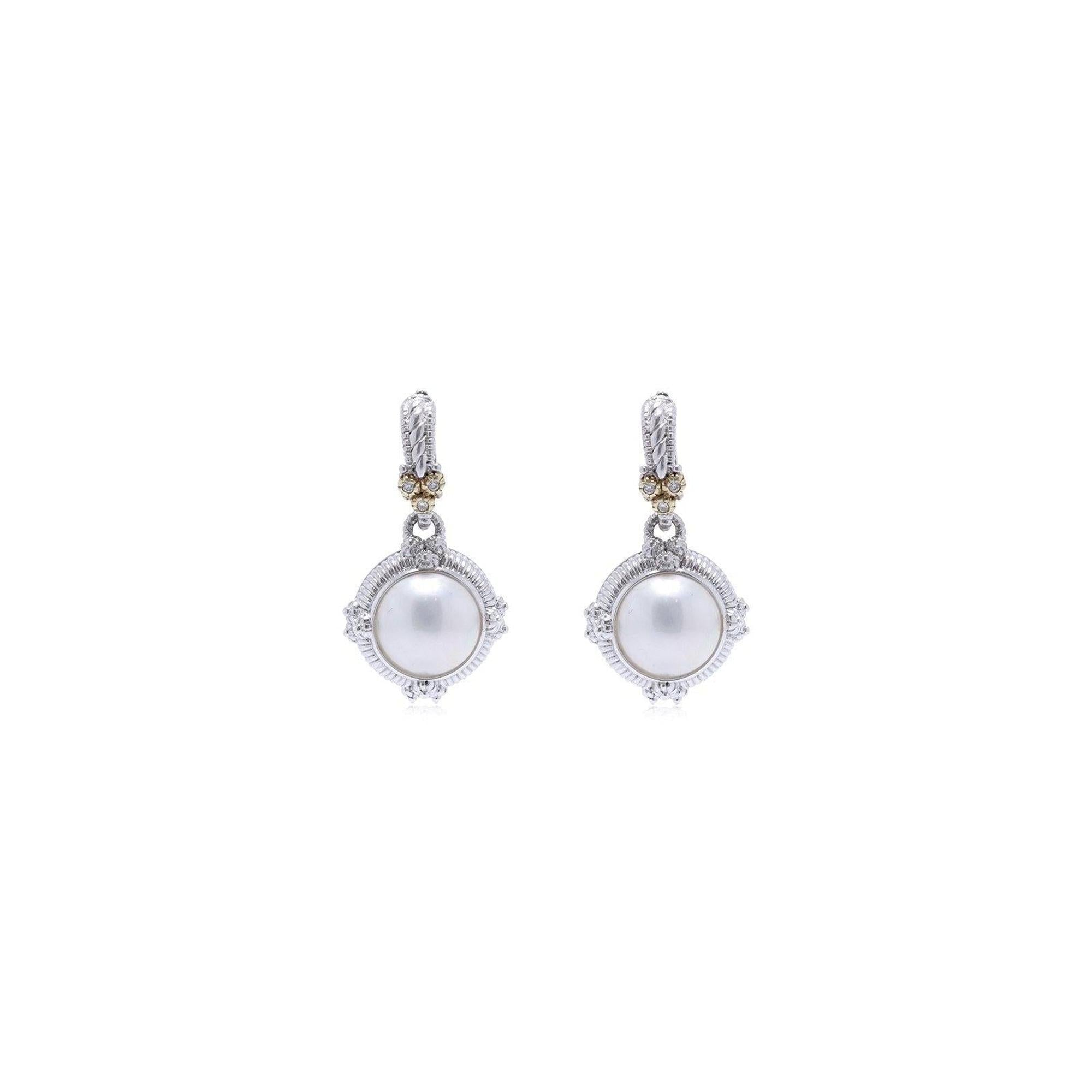 Judith Ripka Mabe Pearl and Diamond Drop Earrings