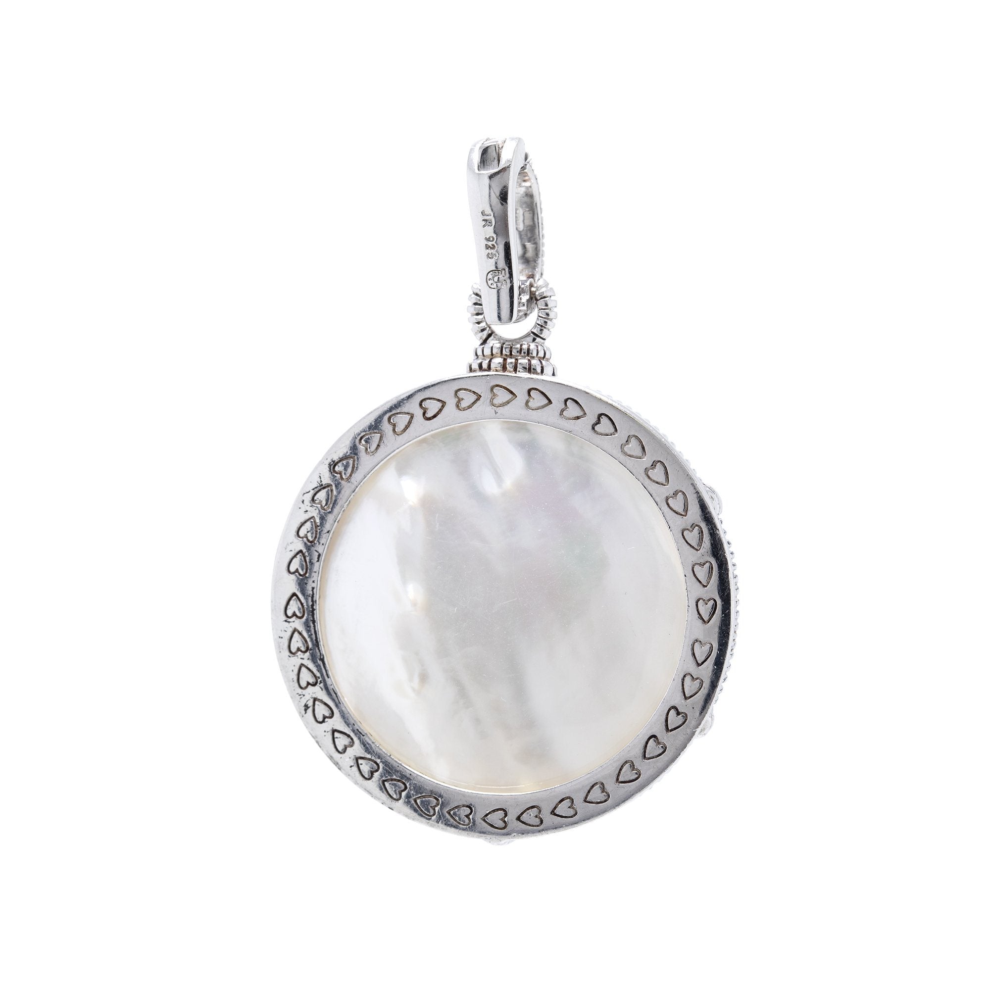 Judith Ripka Mother of Pearl Doublet and Diamond Eclipse Pendant