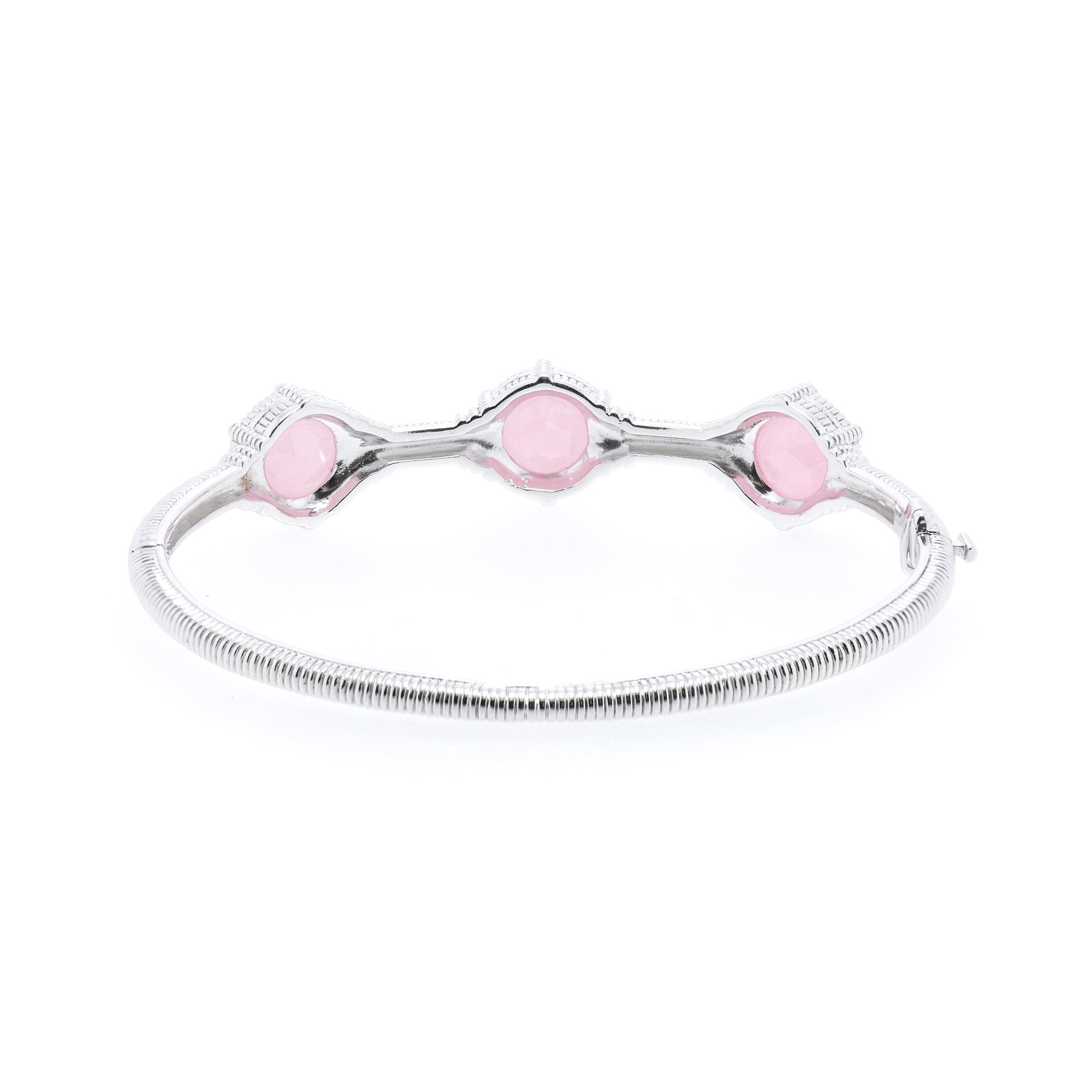Judith Ripka Three Stone Pink Jade Bangle