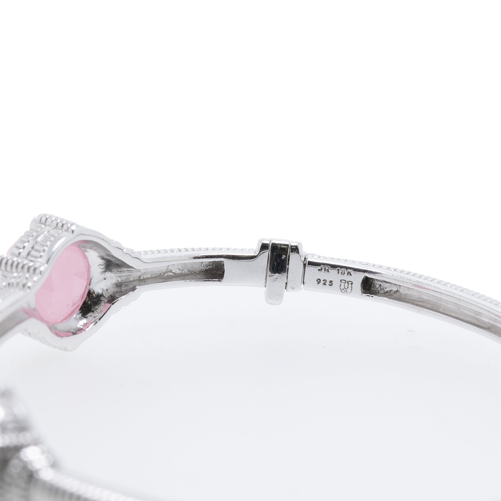 Judith Ripka Three Stone Pink Jade Bangle