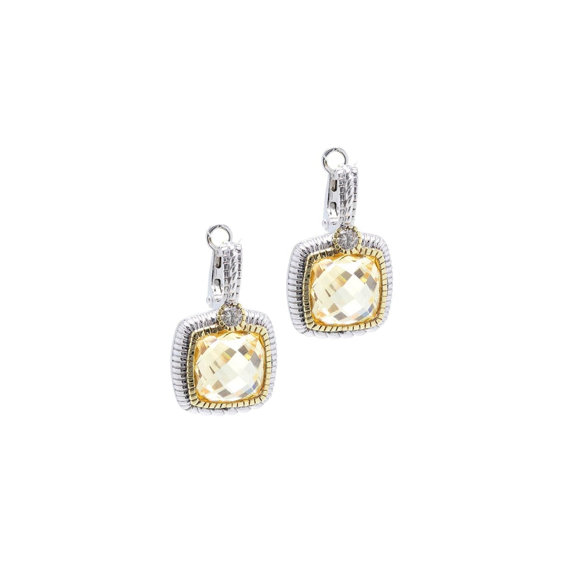 Judith Ripka Two-Tone Canary Crystal & Diamond Lola Drop Earrings