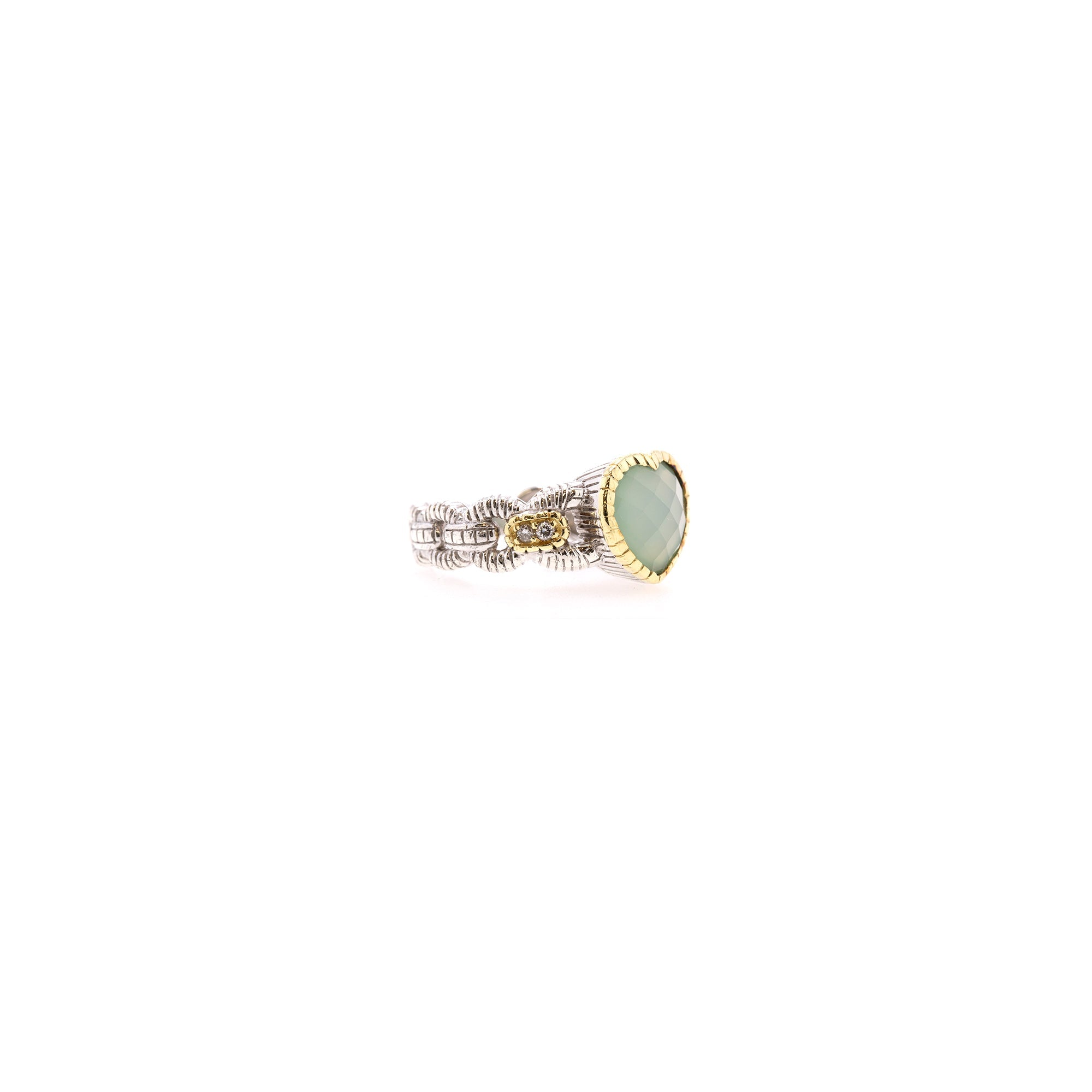 Judith Ripka Two-Tone Chalcedony & Diamond Heart Cocktail Ring
