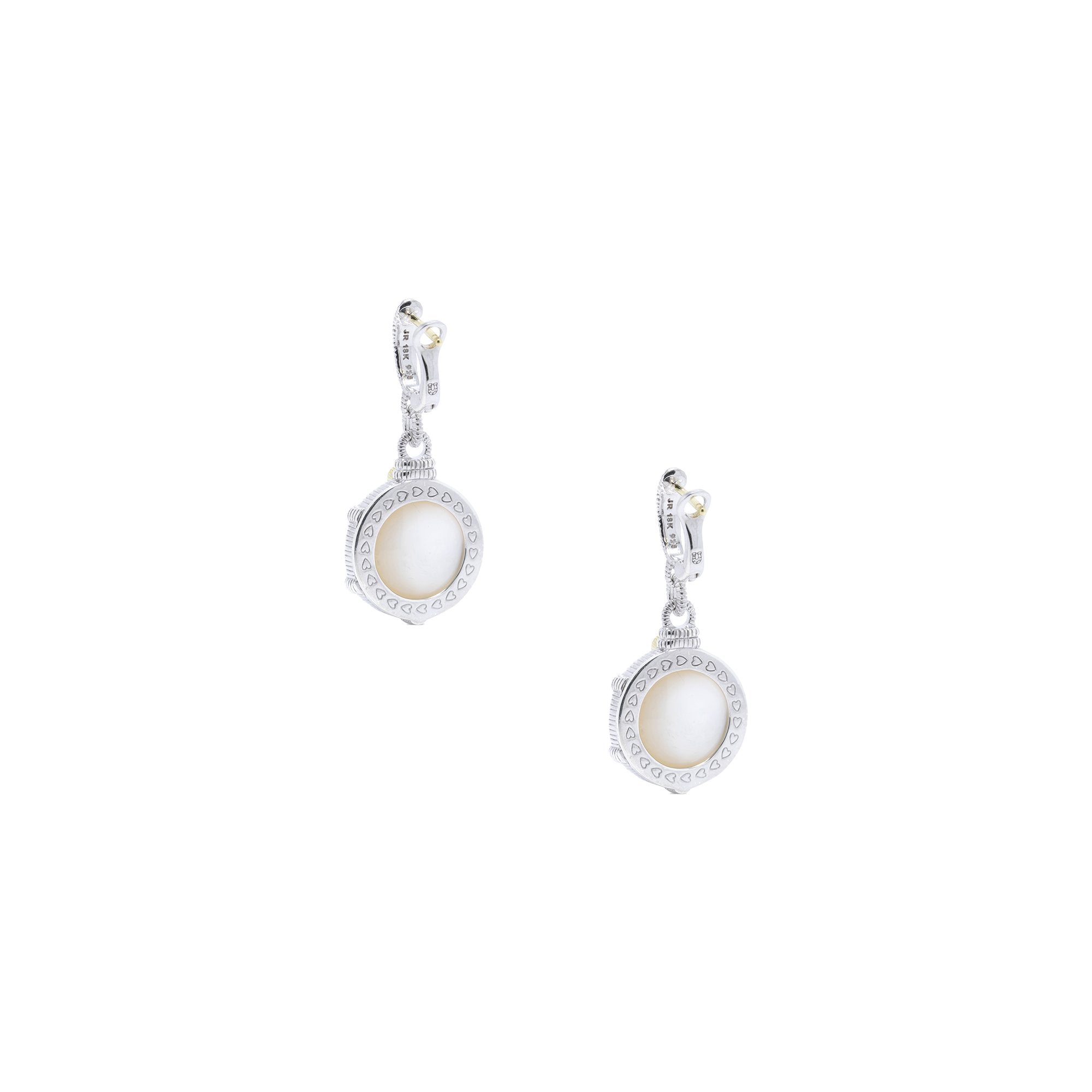 Judith Ripka Two-Tone Mother of Pearl Doublet and Diamond Drop Earrings