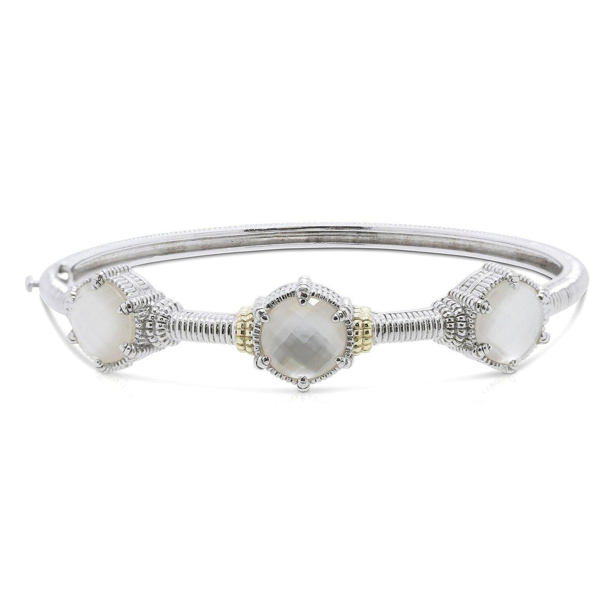 Judith Ripka Two-Tone Three Stone Bangle with Mother-of-Pearl – OLIVER'S