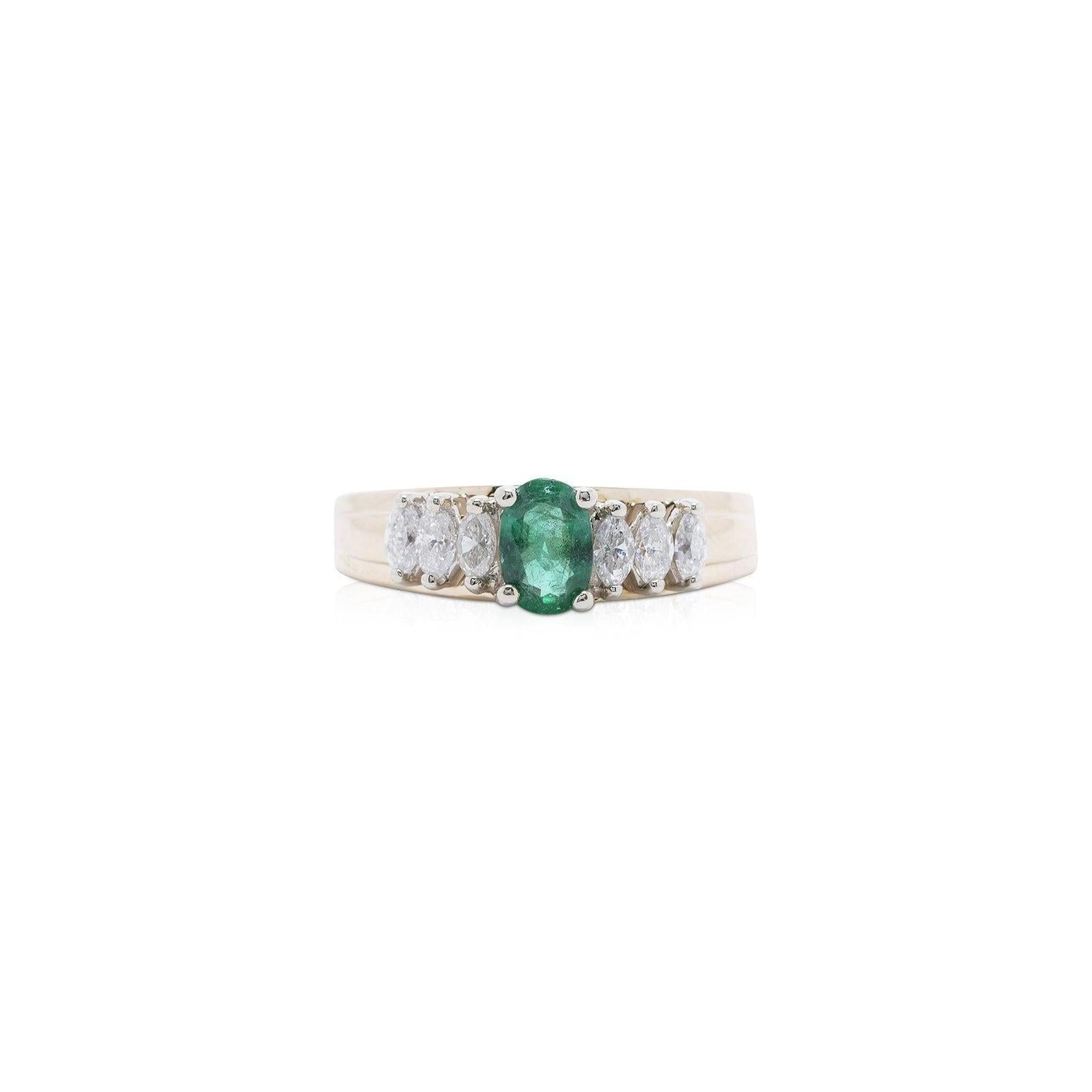 LIBCO Emerald and Diamond Cocktail Ring