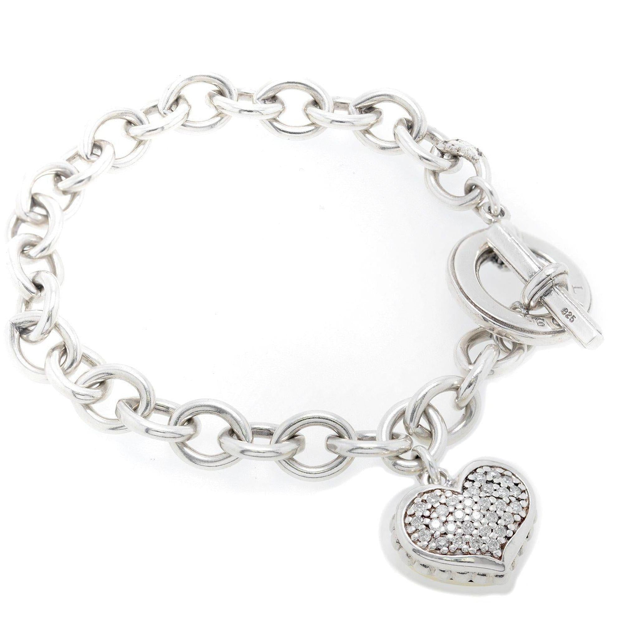Lagos Two-Tone Diamond Heart Charm Bracelet