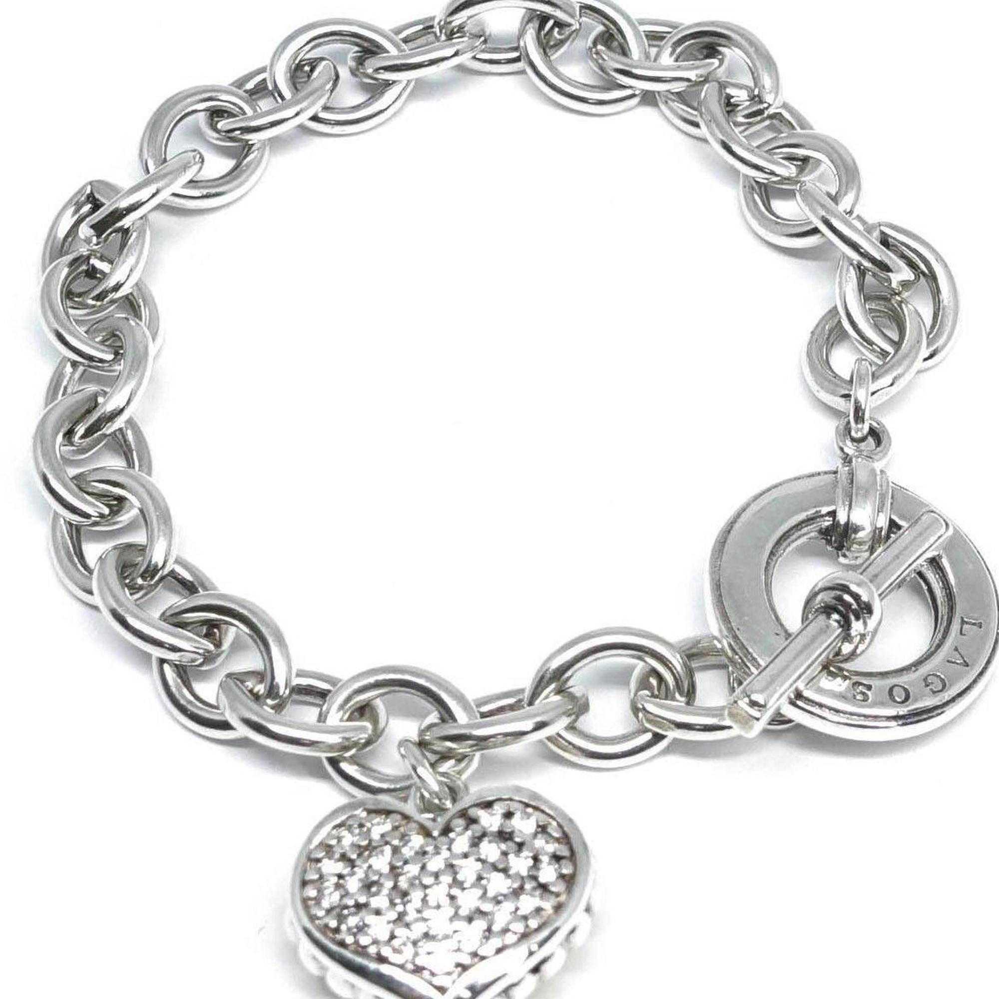 Lagos Two-Tone Diamond Heart Charm Bracelet
