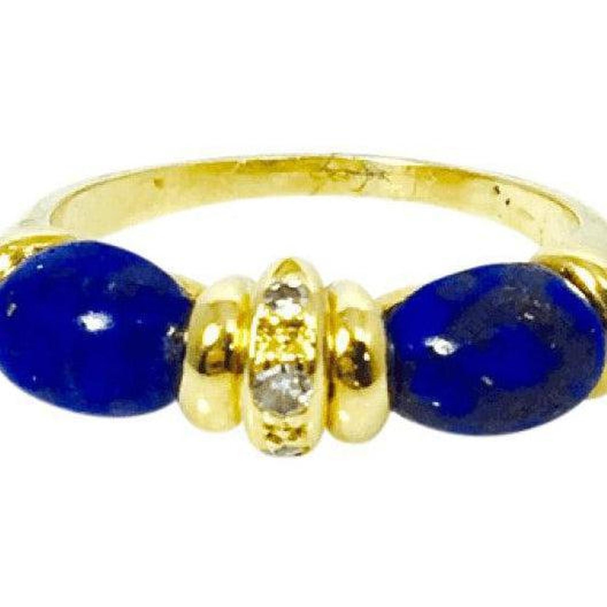 Lapis Lazuli and Diamond Ring in 18kt Yellow Gold