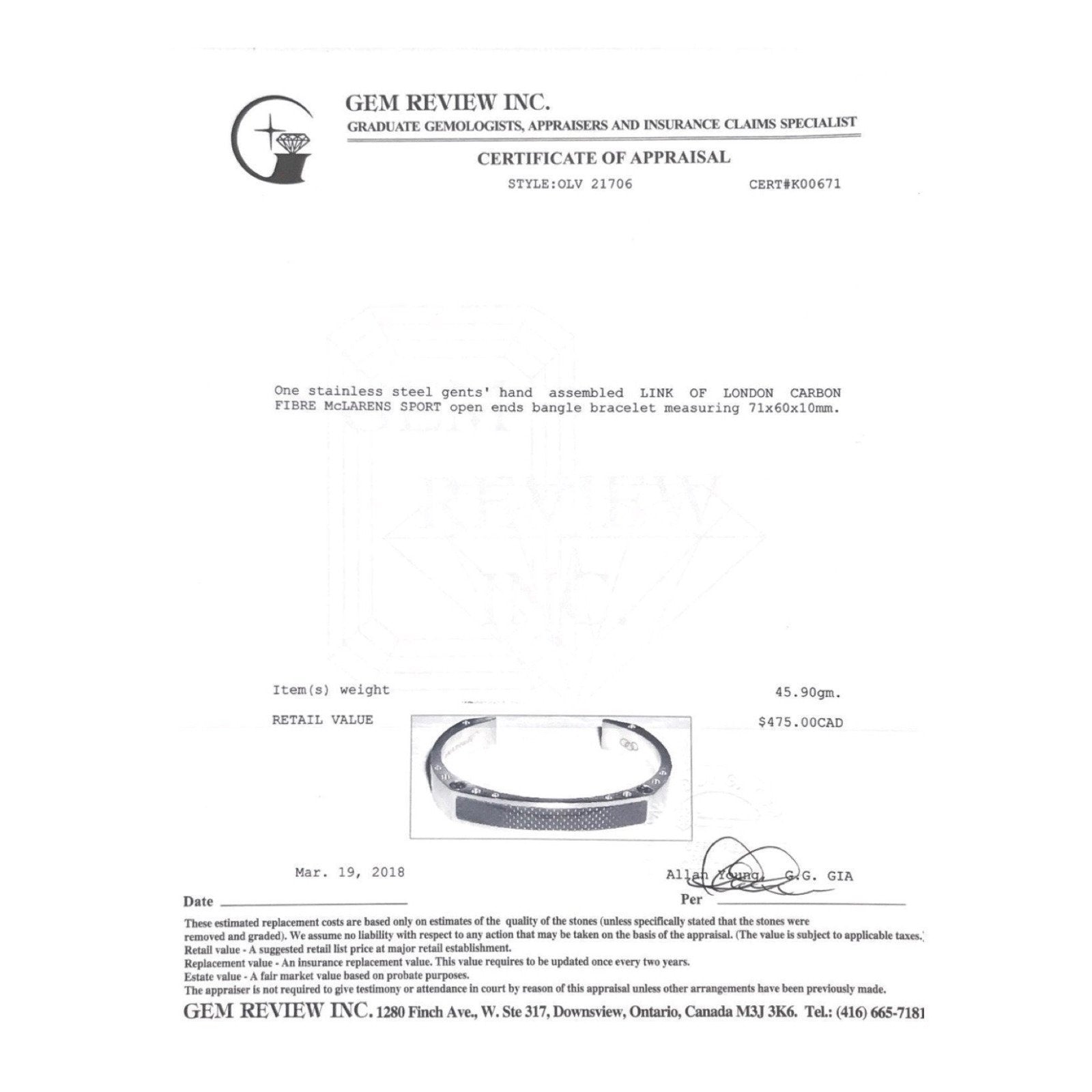 Links Of London Carbon Fibre McLaren Sport Bangle Bracelet in Stainless Steel