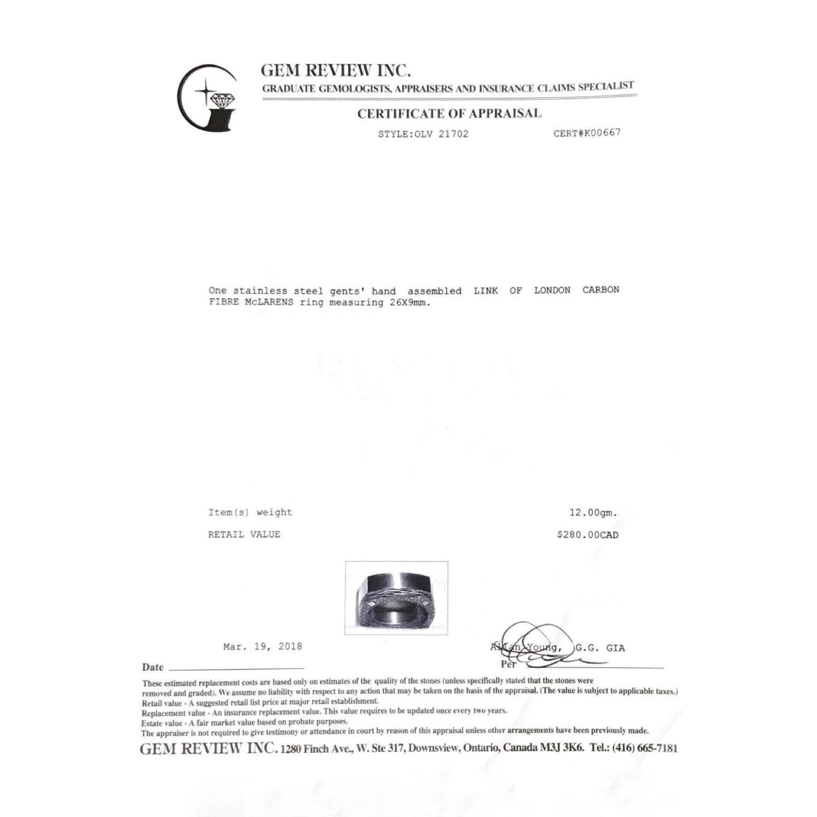 Links Of London Carbon Fibre McLaren Sport Ring in Stainless Steel