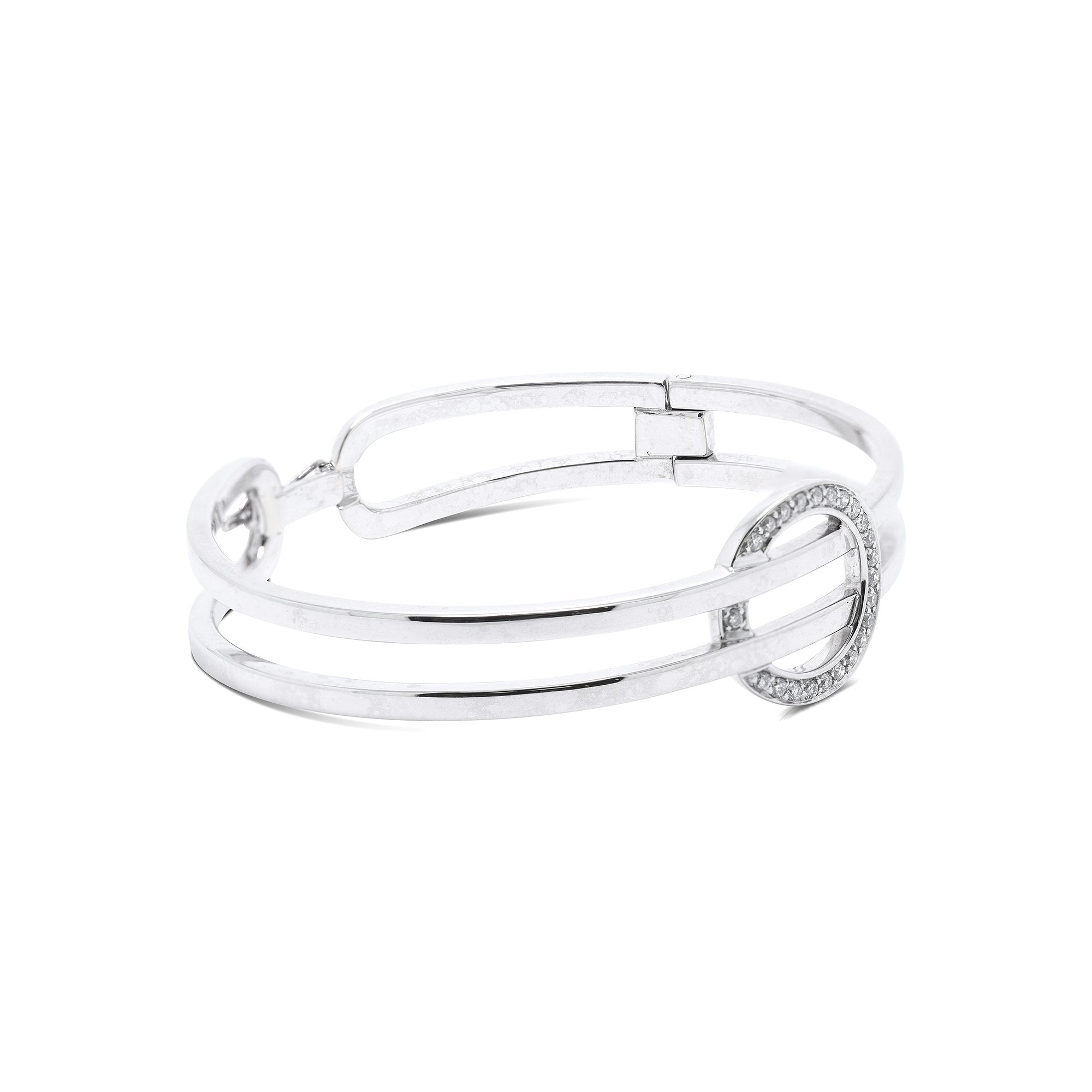 Links of London 18k White Gold Bangle Bracelet with Diamonds