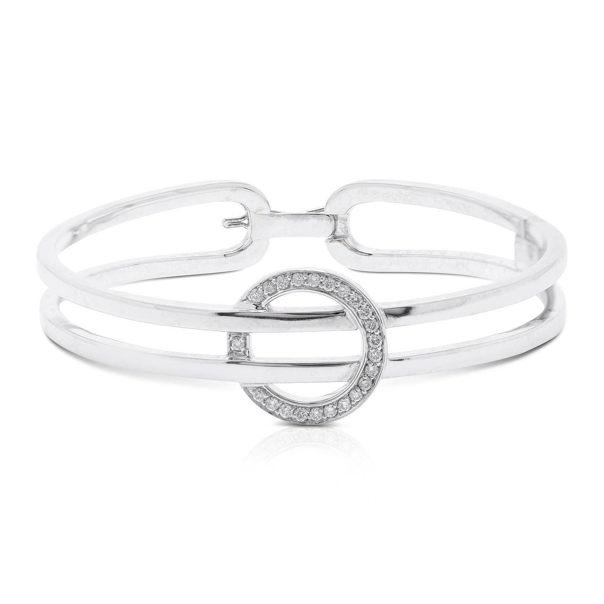 Links of London 18k White Gold Bangle Bracelet with Diamonds