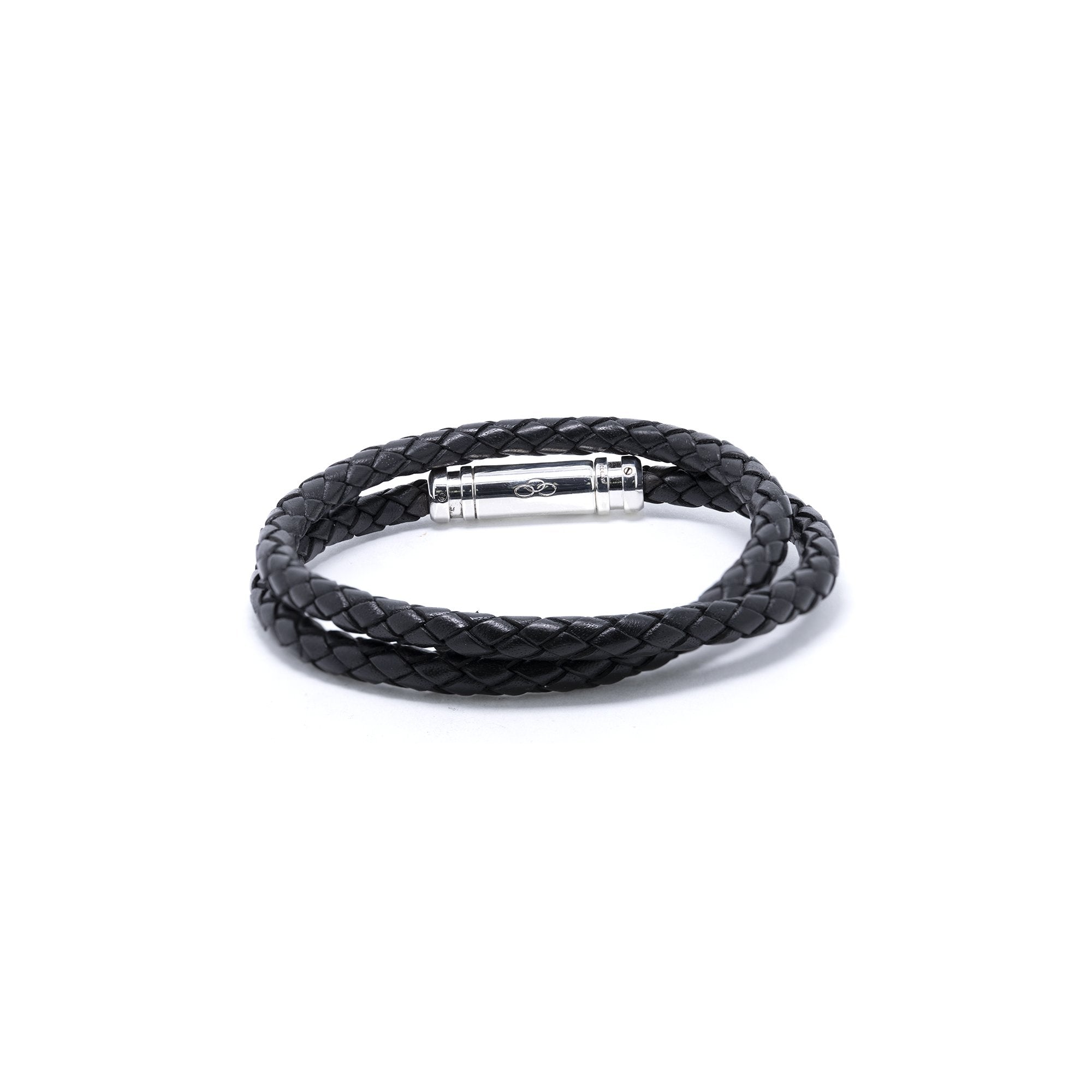 Links of London Black Venture Leather Double Wrap Bracelet