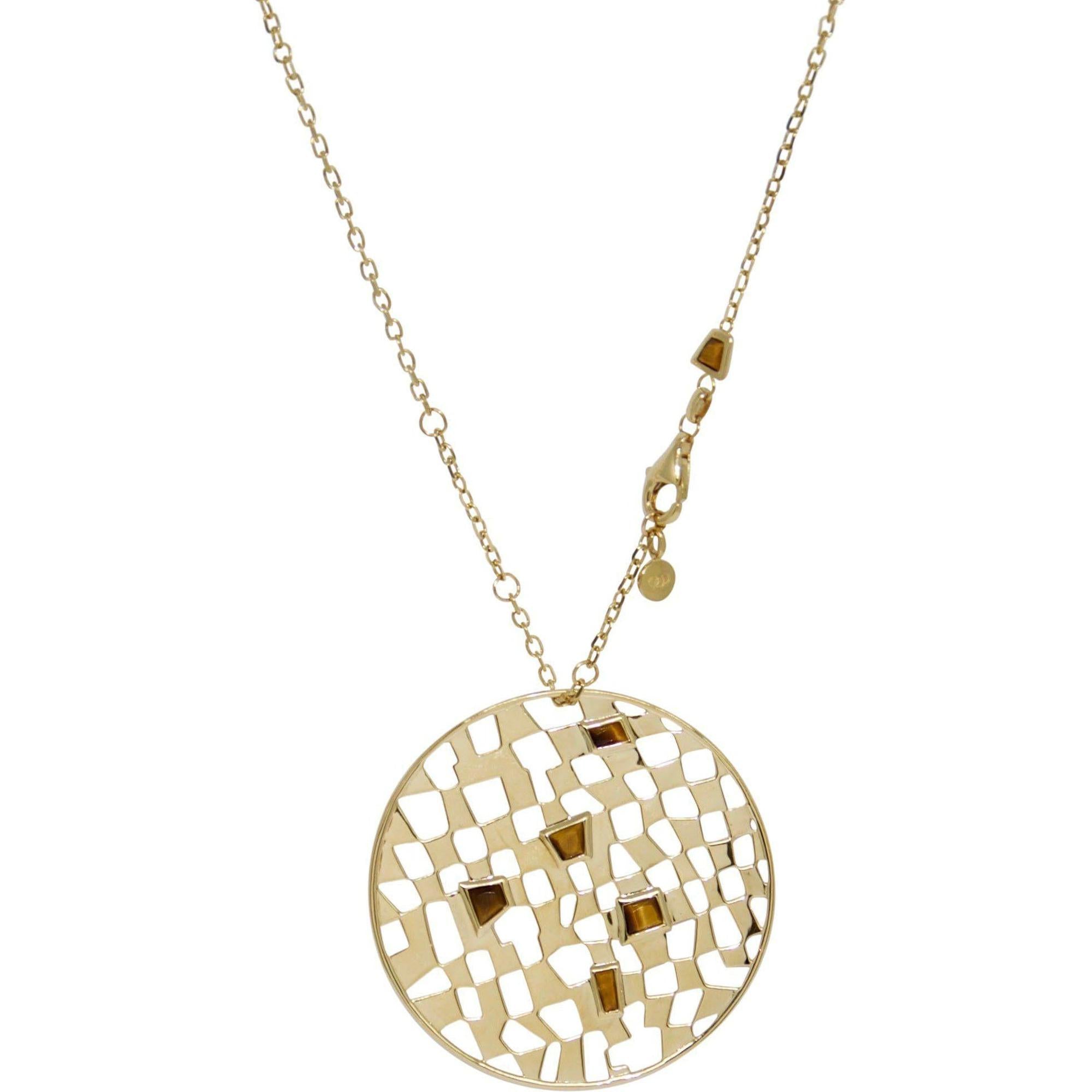 Links of London Large Round Pendant Necklace with Tiger's Eye