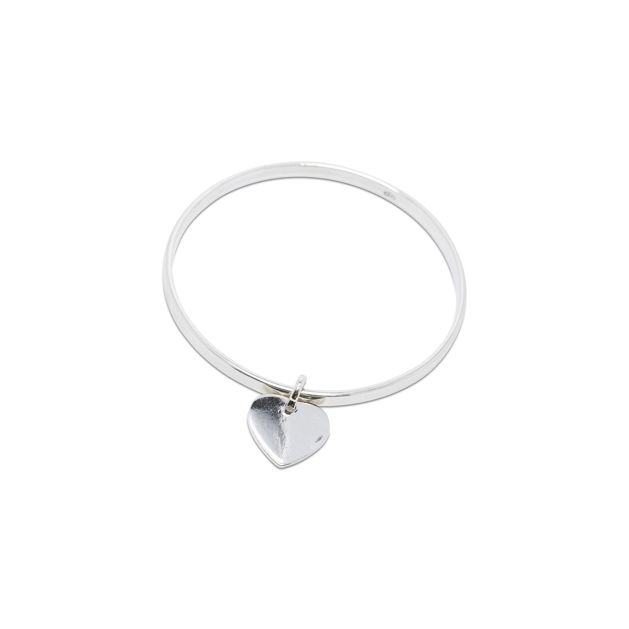 Links of London Plain & Simple Bangle Bracelet with Two-Tone Heart Disc Charm
