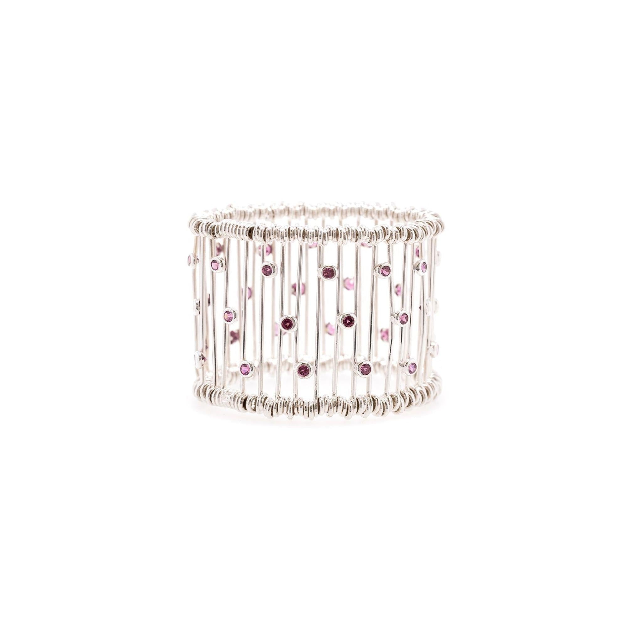 Links of London Sugar Cane Stretch Bangle with Rhodolites