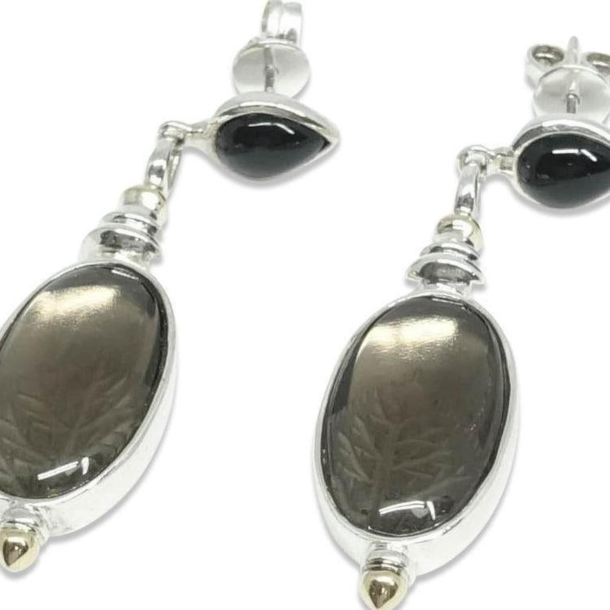 Links of London Vintage Two-Tone Black Onyx and Smoky Quartz Drop Earrings