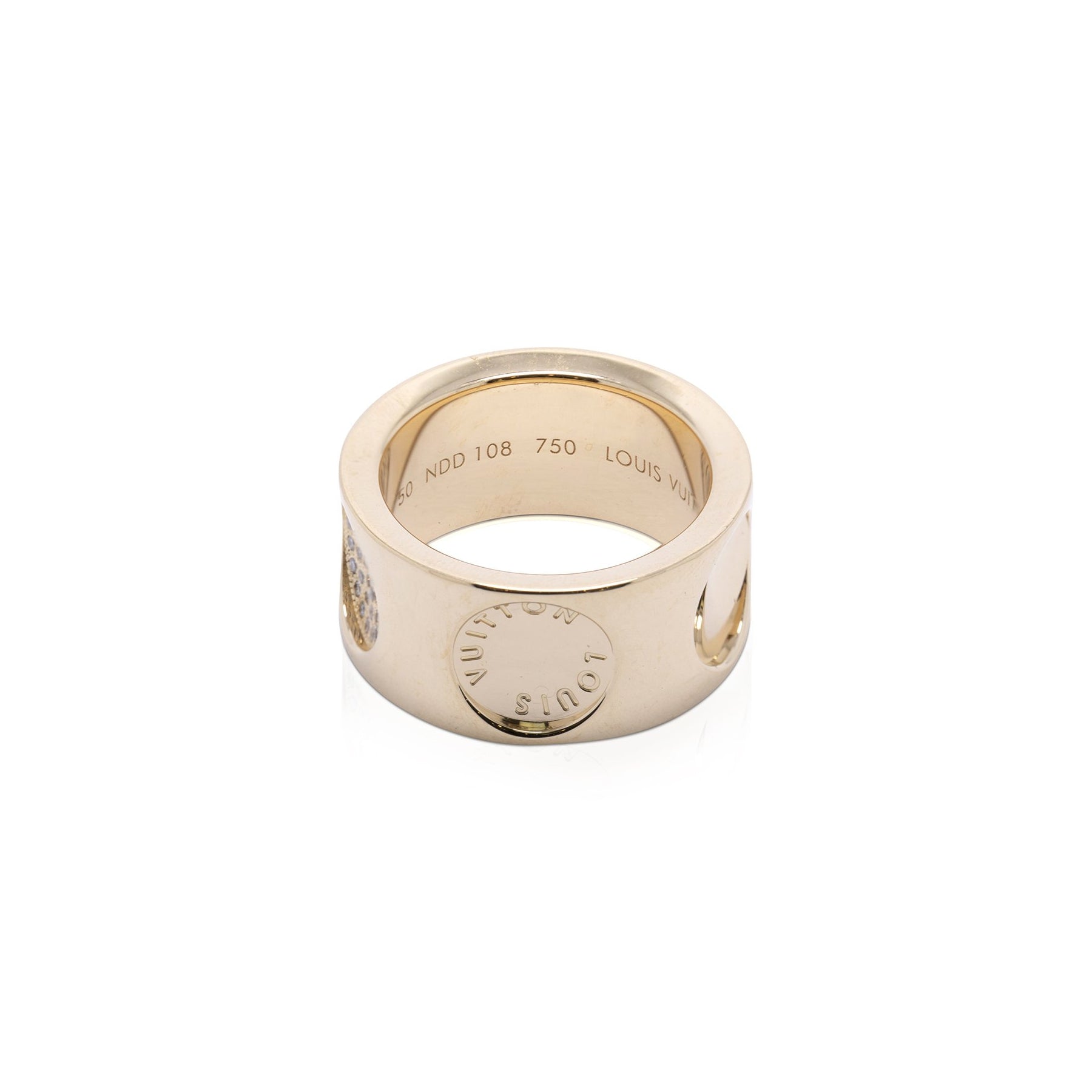 Louis Vuitton 18k Gold Diamond Empreinte Ring w/ Box